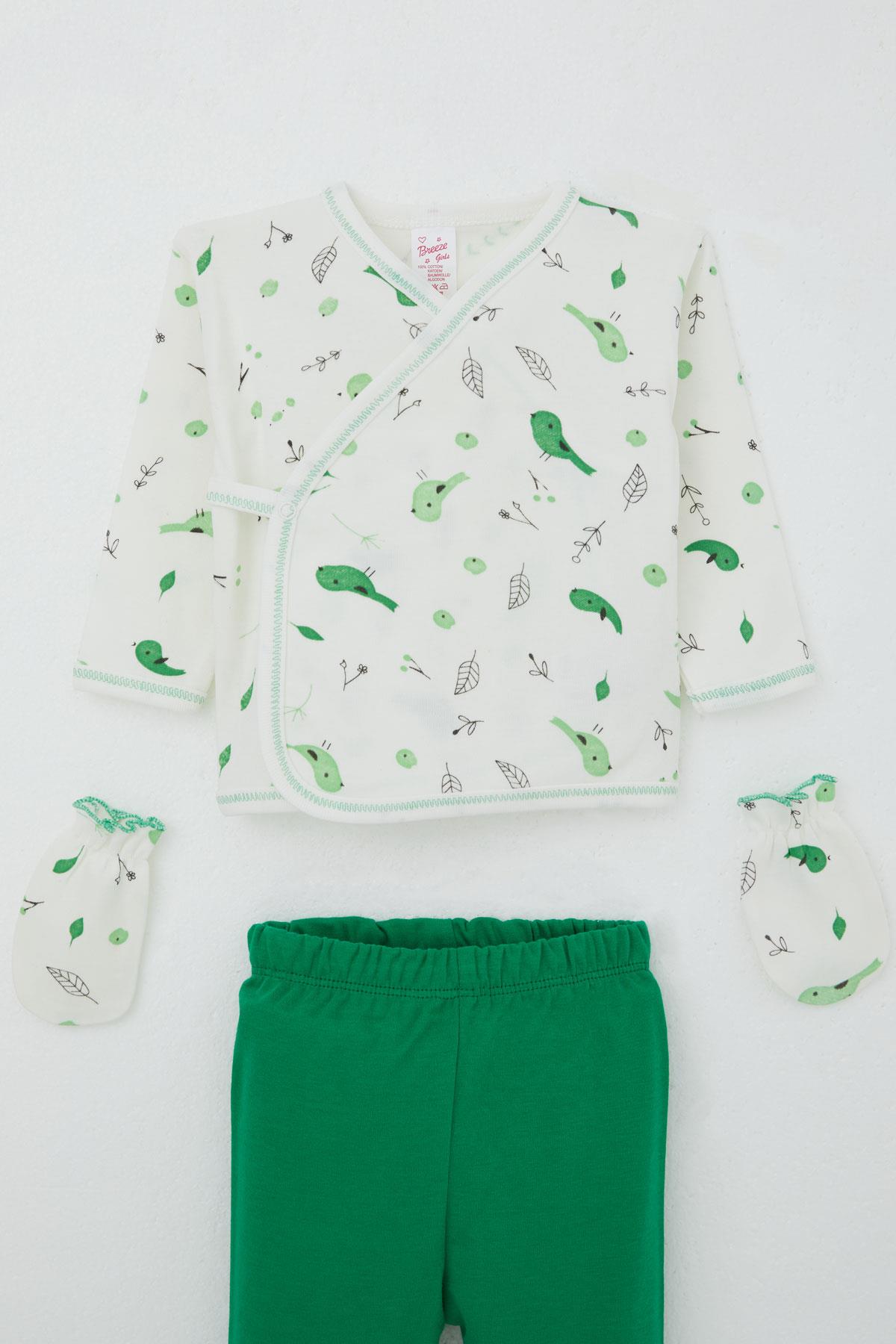 Breeze Kız Bebek Hastane Çıkışı 5 li Bahar Temalı Sevimli Minik Serçe Desenli Ekru (0-3 Ay)