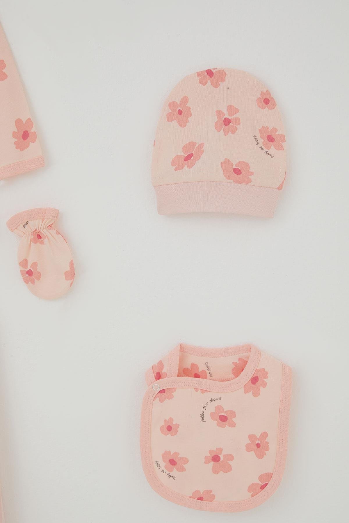 Breeze Kız Bebek Hastane Çıkışı 5 li Çiçek Desenli Pudra (0-3 Ay)