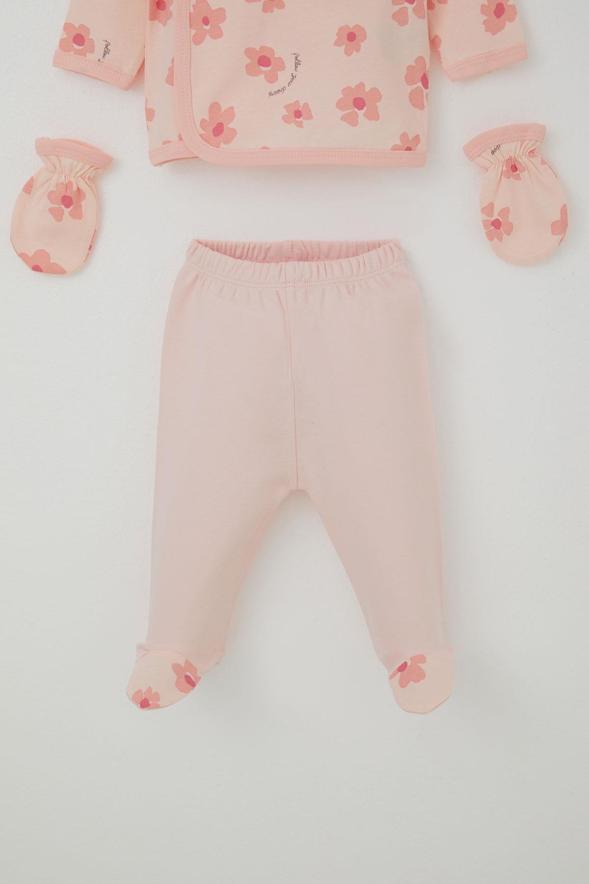 Breeze Kız Bebek Hastane Çıkışı 5 li Çiçek Desenli Pudra (0-3 Ay)