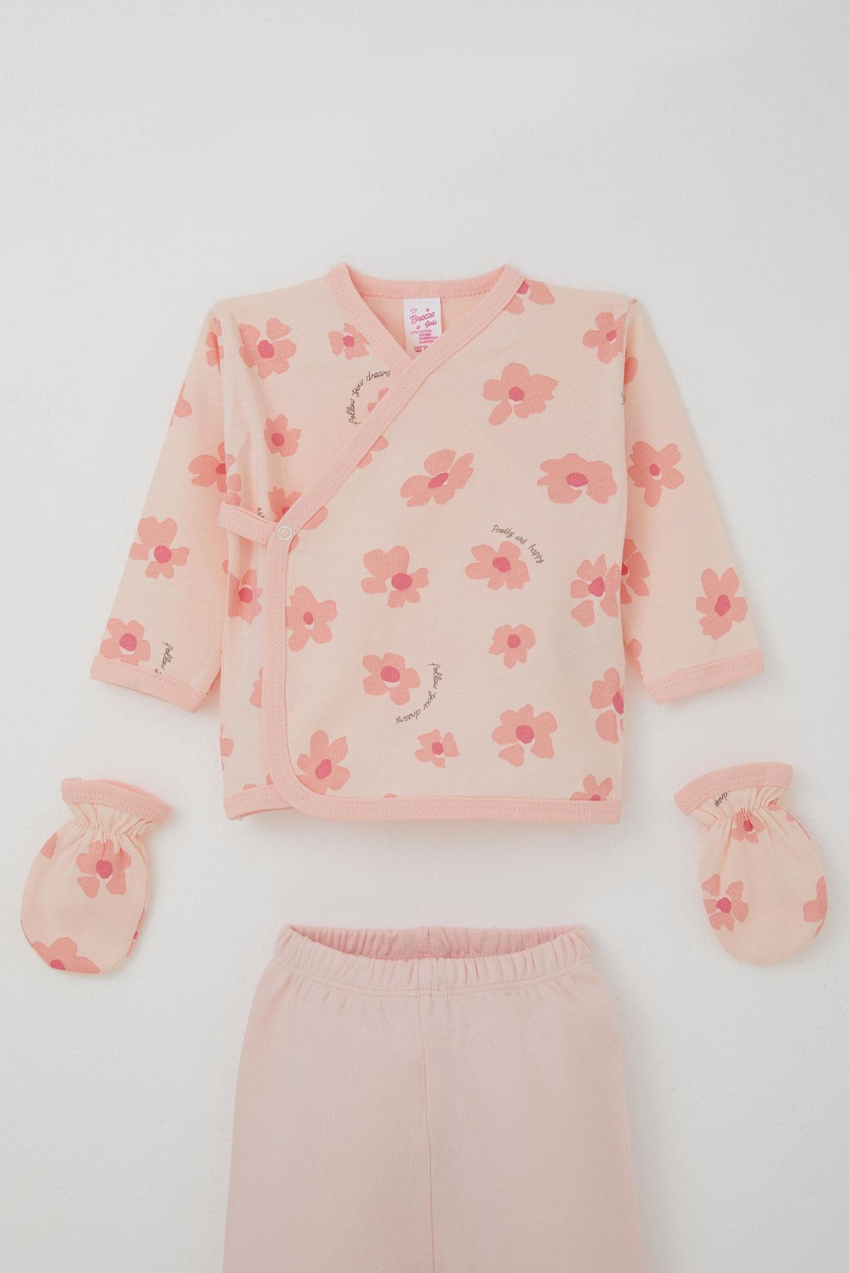 Breeze Kız Bebek Hastane Çıkışı 5 li Çiçek Desenli Pudra (0-3 Ay)
