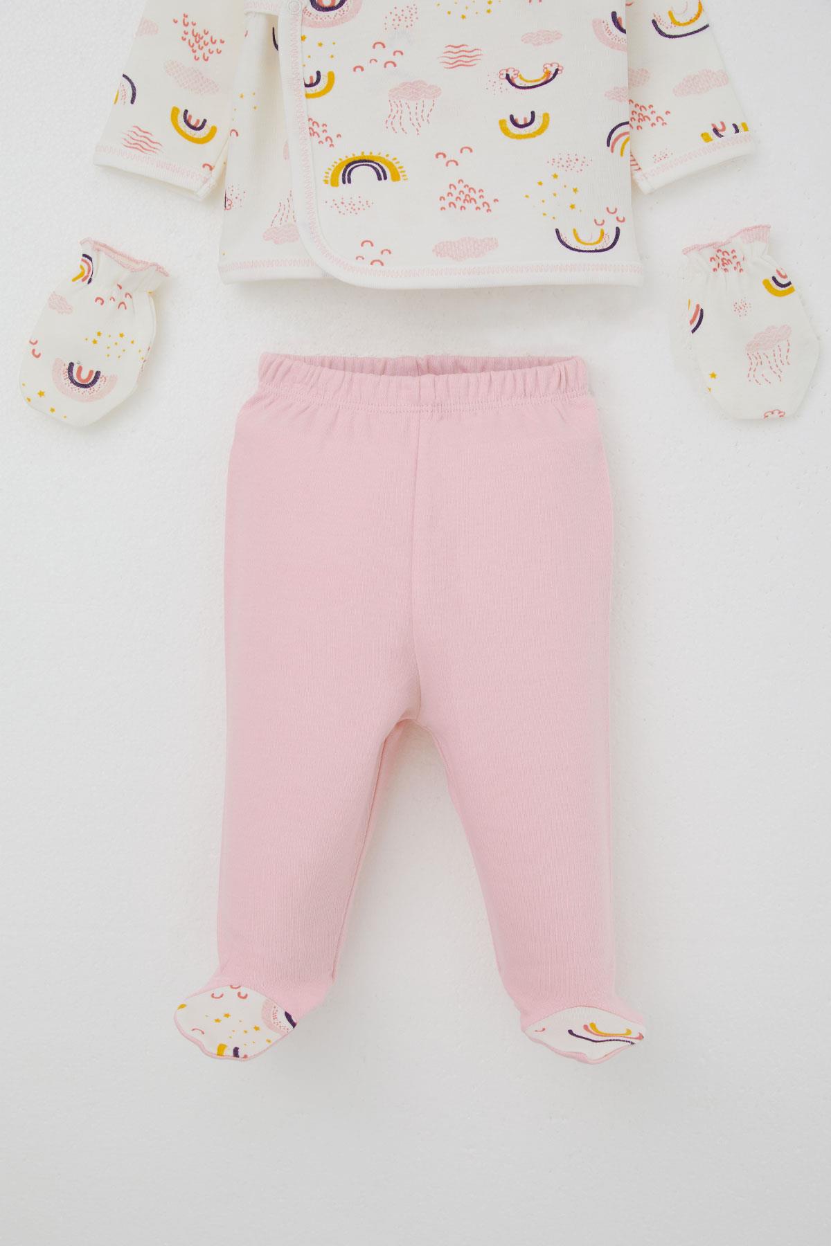 Breeze Kız Bebek Hastane Çıkışı 5 li Gökyüzü Temalı Bulut Desenli Ekru (0-3 Ay)