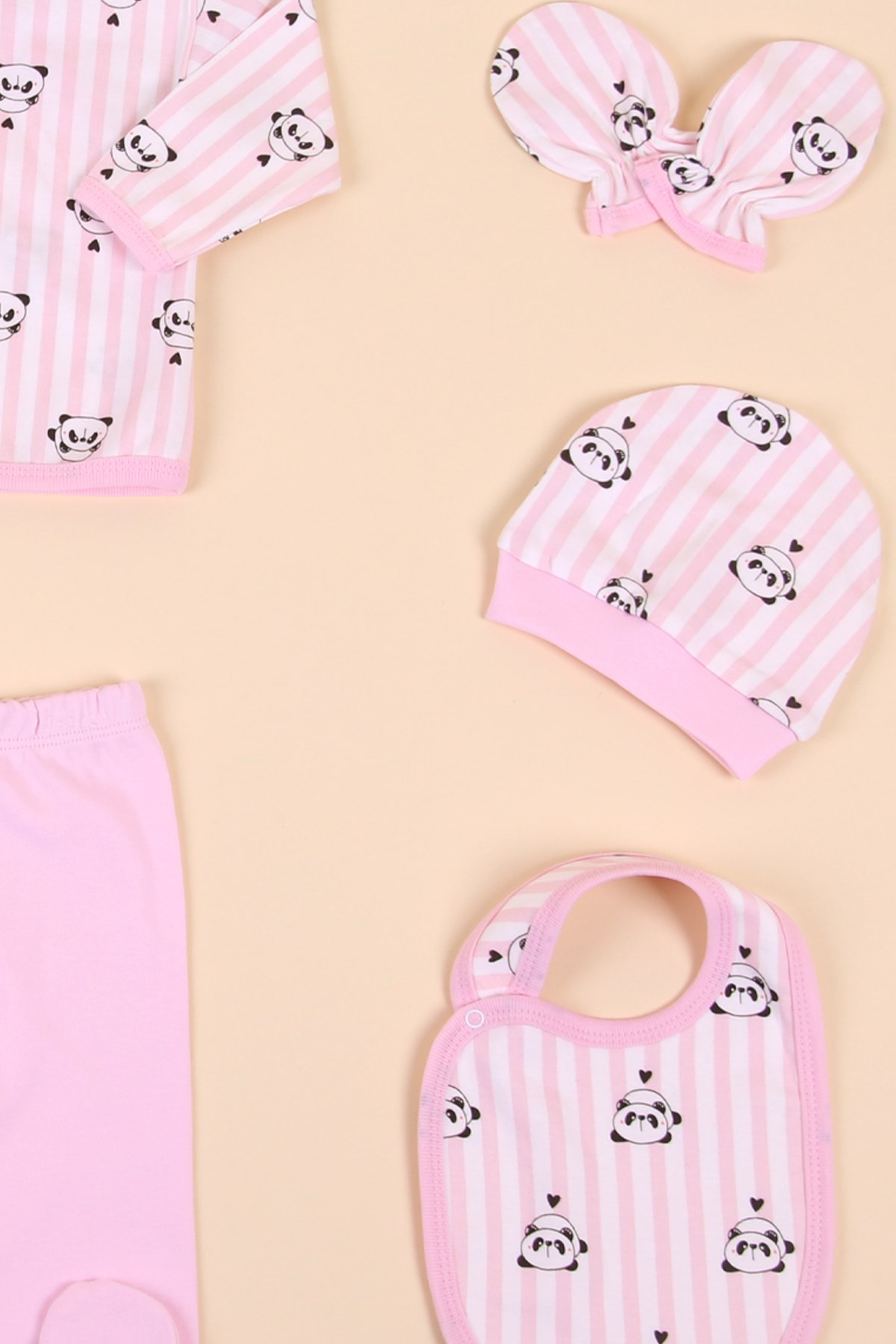 Breeze Kız Bebek Hastane Çıkışı 5 li Panda Desenli Pudra (0-3 Ay)