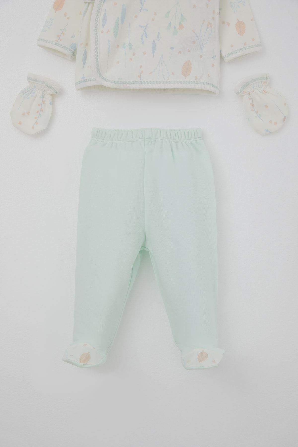 Breeze Kız Bebek Hastane Çıkışı 5 li Renkli Çiçek Desenli Ekru (0-3 Ay)