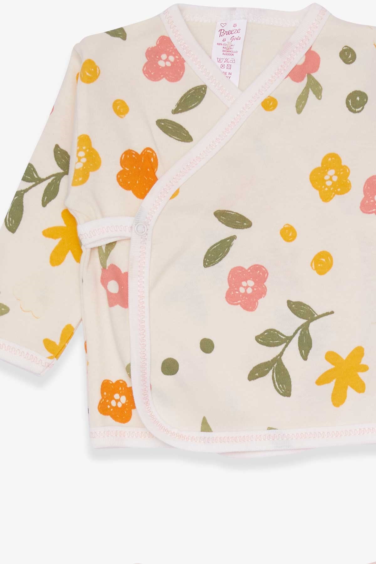 Breeze Kız Bebek Hastane Çıkışı 5 li Set Çiçek Desenli Krem (0-3 Ay)
