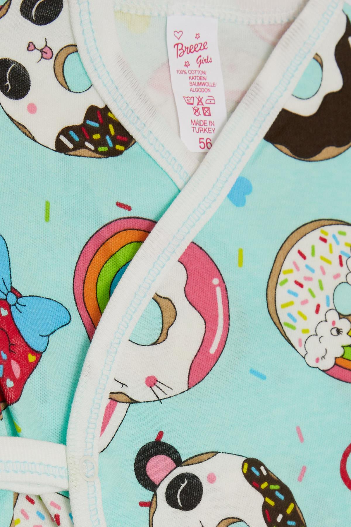 Breeze Kız Bebek Hastane Çıkışı 5 li Sevimli Donut Desenli Su Yeşili (0-)