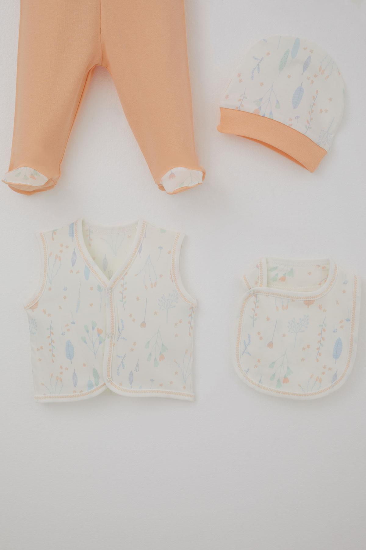 Breeze Kız Bebek Hastane Çıkışı 8 li Bahar Temalı Çiçek Desenli Ekru (0-3 Ay)