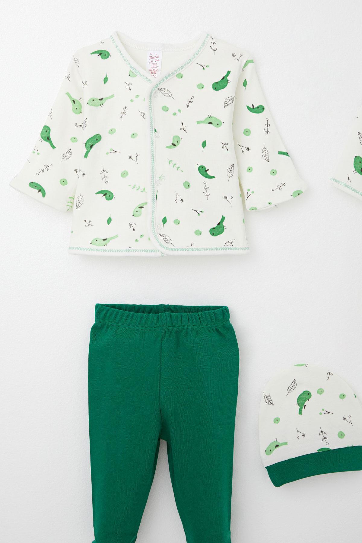 Breeze Kız Bebek Hastane Çıkışı 8 li Bahar Temalı Sevimli Minik Serçe Desenli Ekru (0-3 Ay)