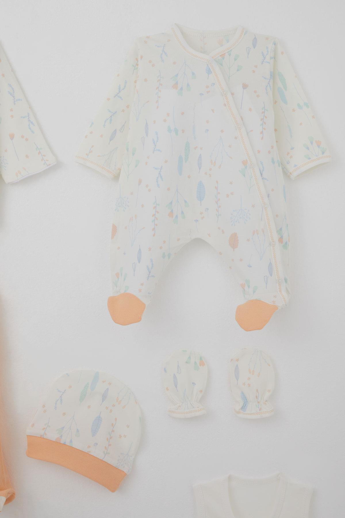 Breeze Kız Bebek Hastane Çıkışı 8 li Bahar Temalı Çiçek Desenli Ekru (0-3 Ay)