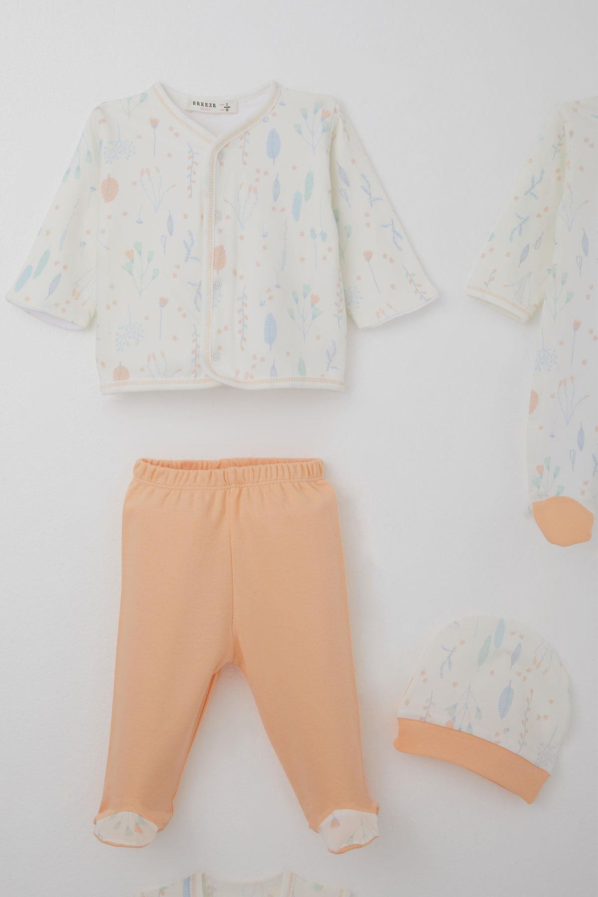 Breeze Kız Bebek Hastane Çıkışı 8 li Bahar Temalı Çiçek Desenli Ekru (0-3 Ay)