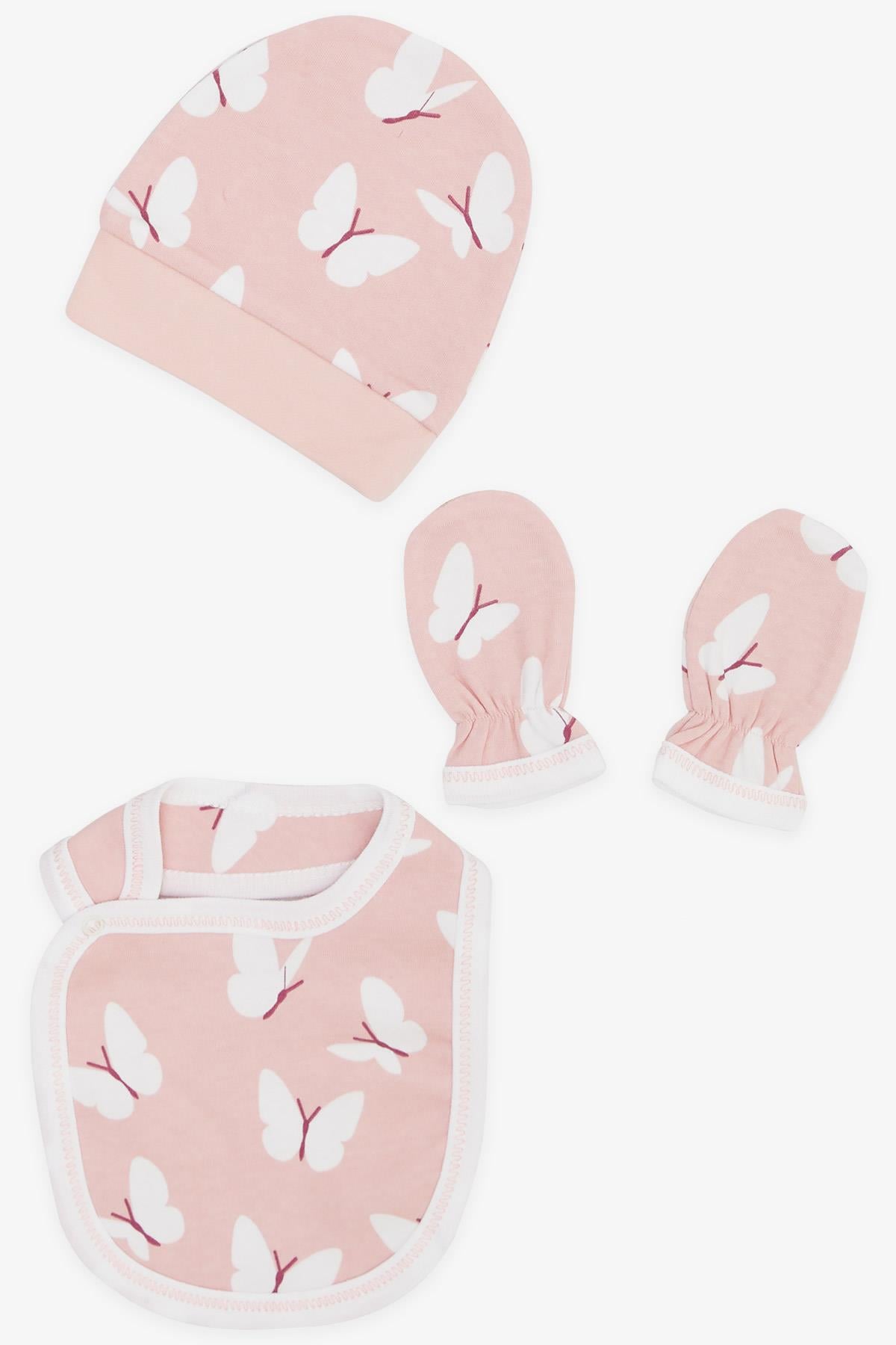 Breeze Kız Bebek Hastane Çıkışı 8 li Kelebek Desenli Pembe (0-3 Ay-)