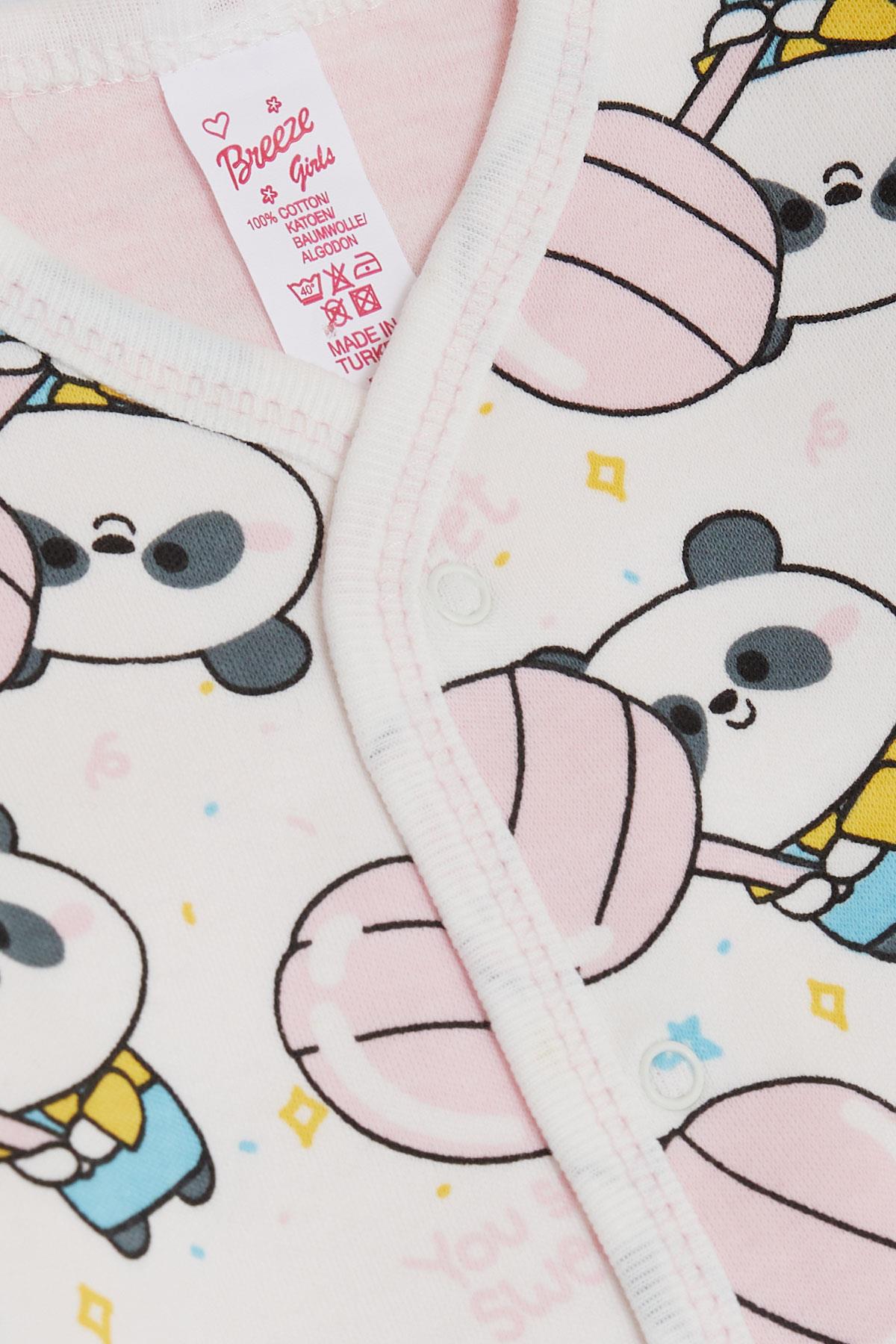 Breeze Kız Bebek Hastane Çıkışı 8 li Sevimli Şekerci Panda Desenli Beyaz (0-3 Ay)