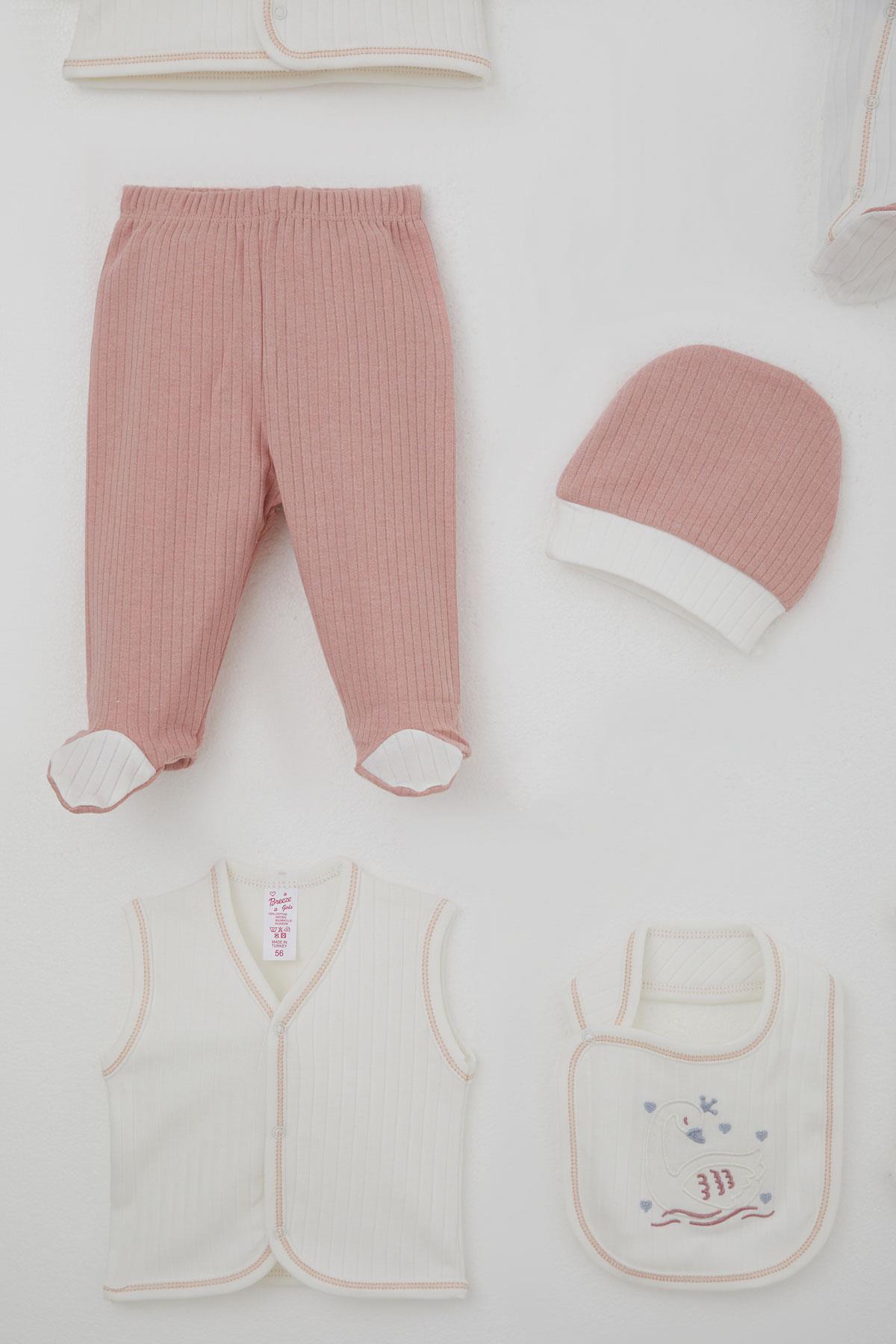 Breeze Kız Bebek Hastane Çıkışı 8 li Sevimli Kraliçe Kuğu Nakışlı Ekru (0-3 Ay)