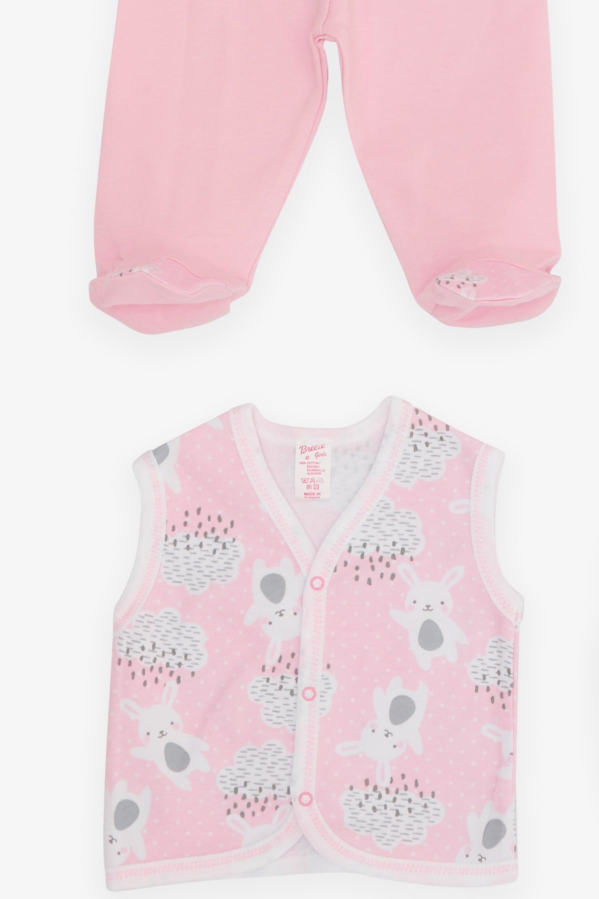 Breeze Kız Bebek Hastane Çıkışı 8 li Tavşancık Desenli Pembe (0-3 Ay)