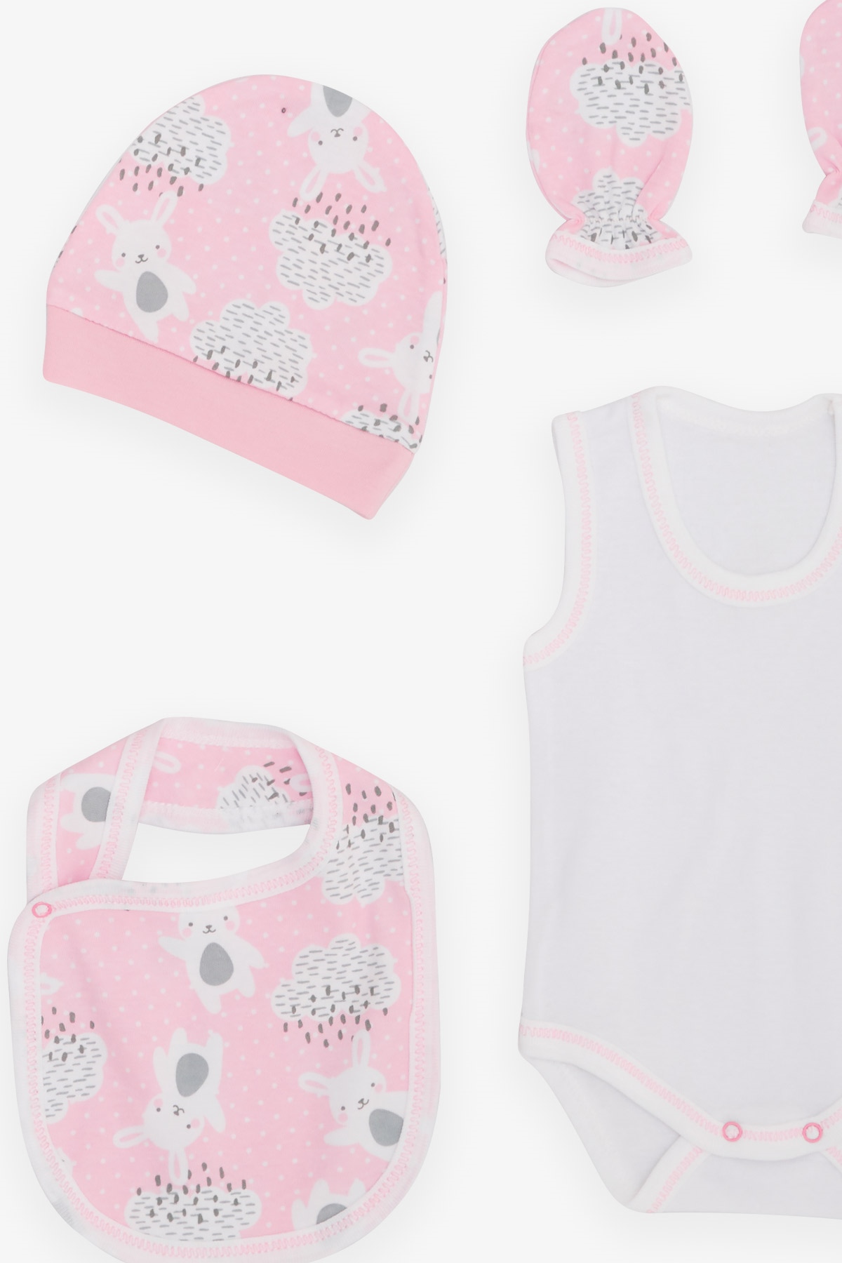 Breeze Kız Bebek Hastane Çıkışı 8 li Tavşancık Desenli Pembe (0-3 Ay)