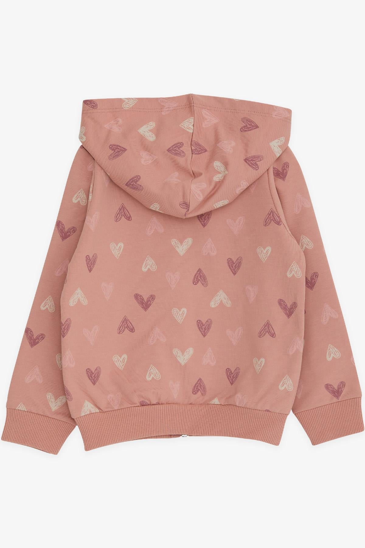 Breeze Kız Bebek Hırka Kalp Desenli Gülkurusu (9 Ay)