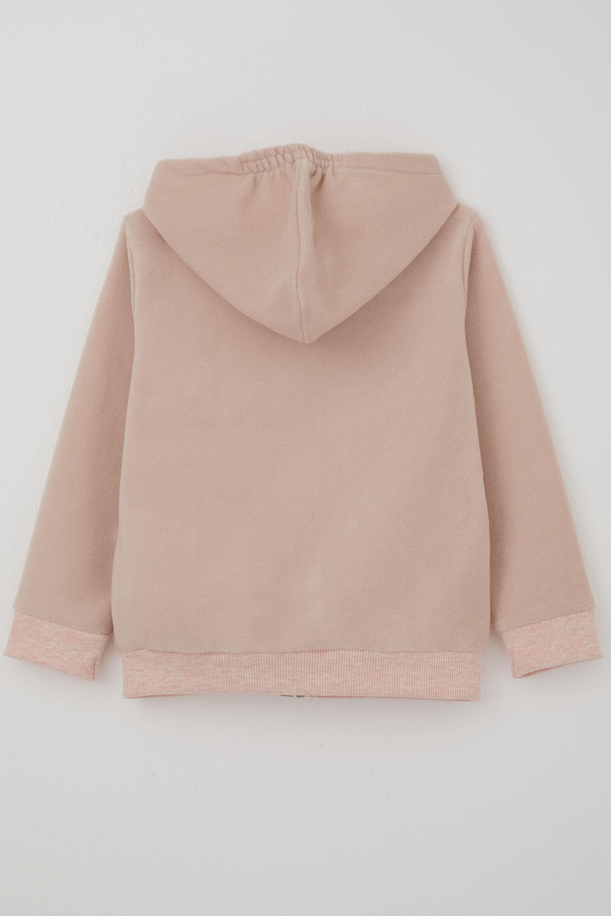 Breeze Kız Bebek Hırka Kapüşonlu Fermuarlı Pudra (9 Ay-3 Yaş)