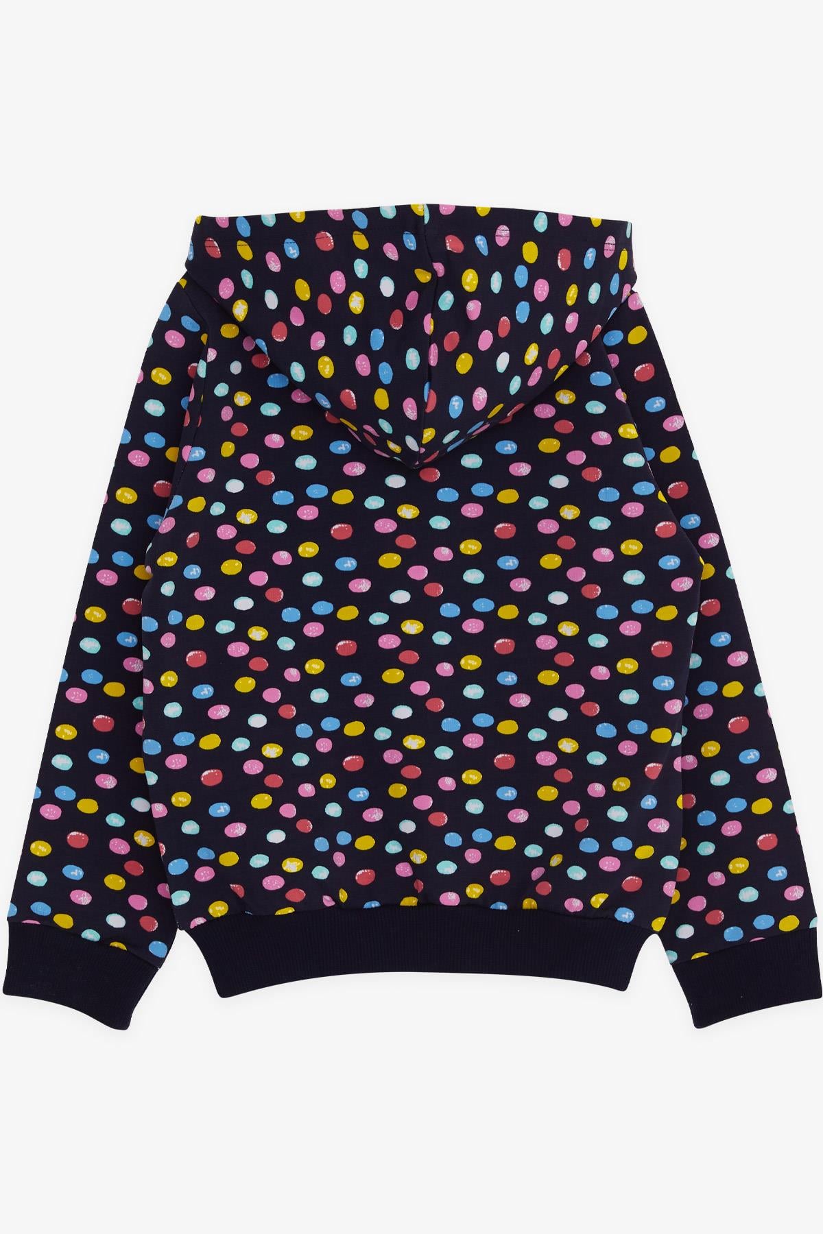 Breeze Kız Bebek Hırka Renkli Puantiye Desenli Lacivert (9 Ay-3 Yaş)