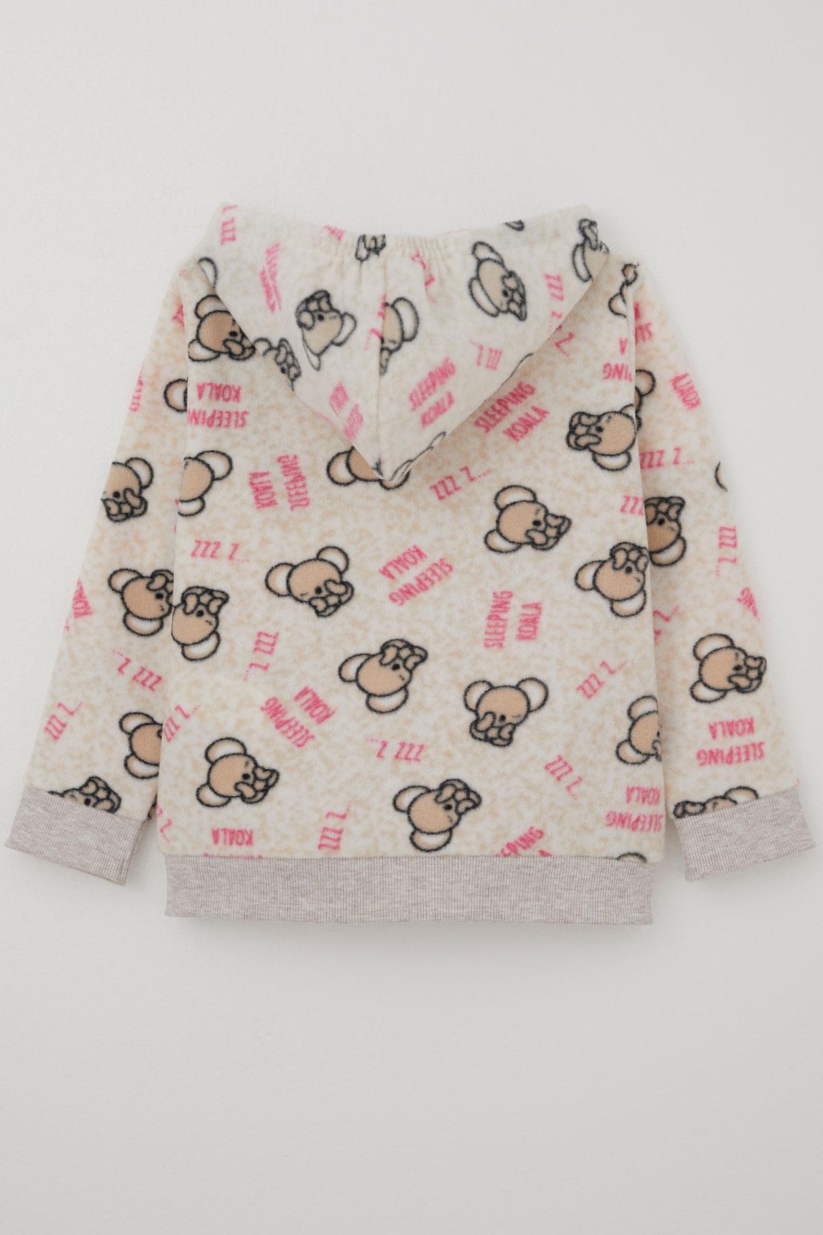 Breeze Kız Bebek Hırka Sevimli Uykucu Koala Desenli Bej Melanj (9 Ay-3 Yaş)