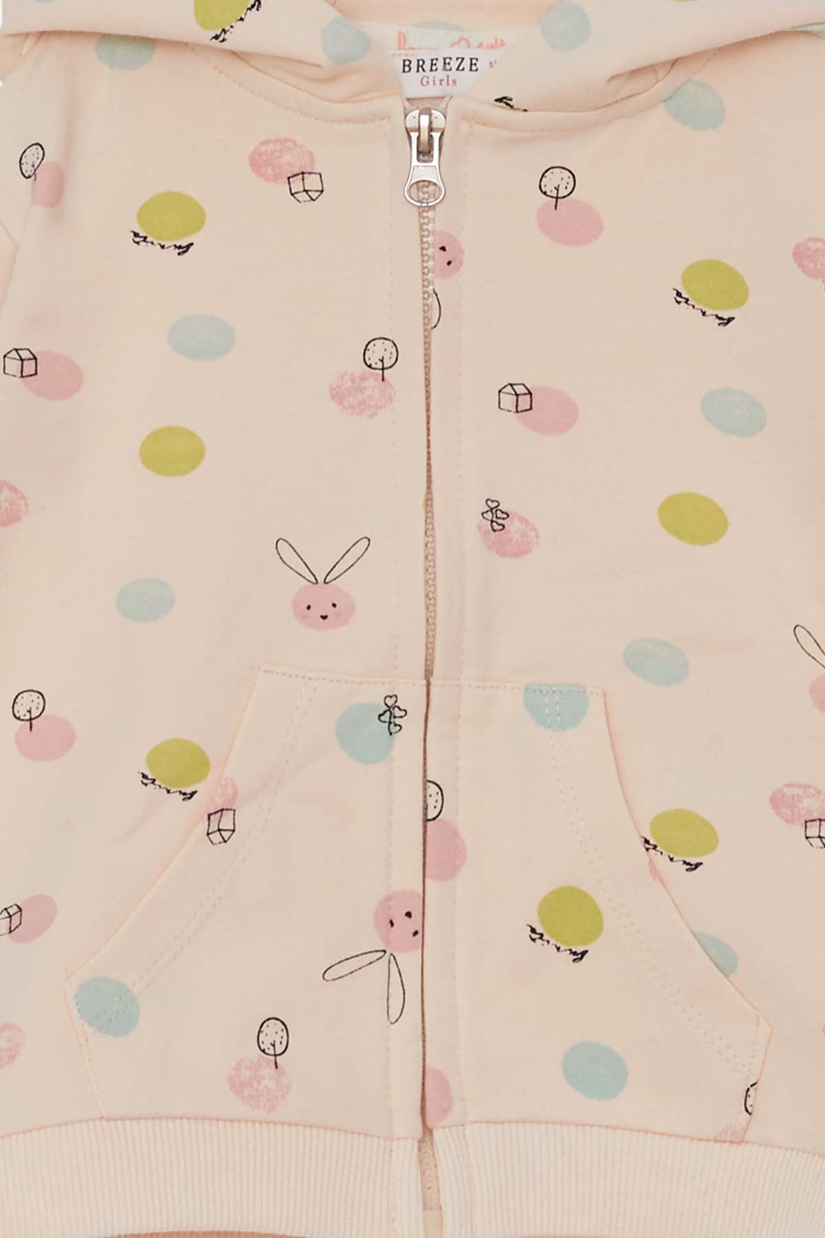 Breeze Kız Bebek Hırka Tavşancık Desenli Krem (9 Ay-3 Yaş)