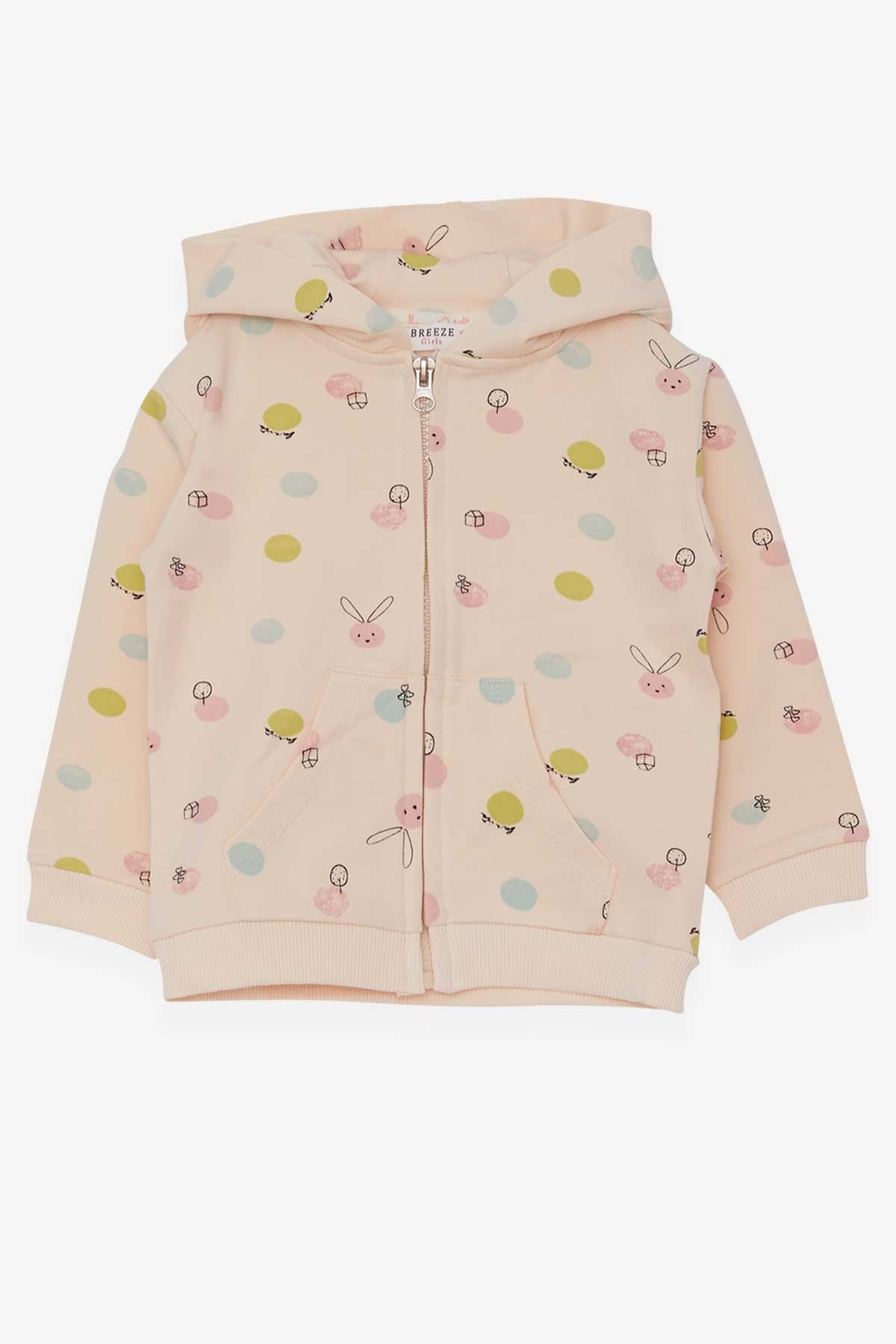 Breeze Kız Bebek Hırka Tavşancık Desenli Krem (9 Ay-3 Yaş)