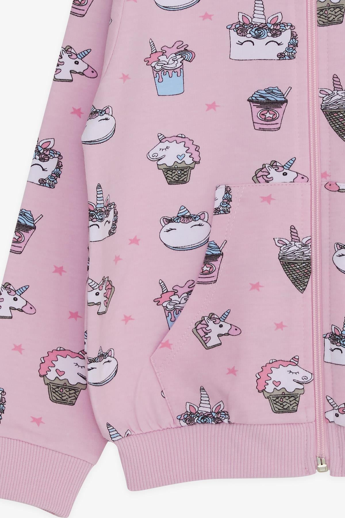 Breeze Kız Bebek Hırka Unicorn Baskılı Pembe (9 Ay-3 Yaş)