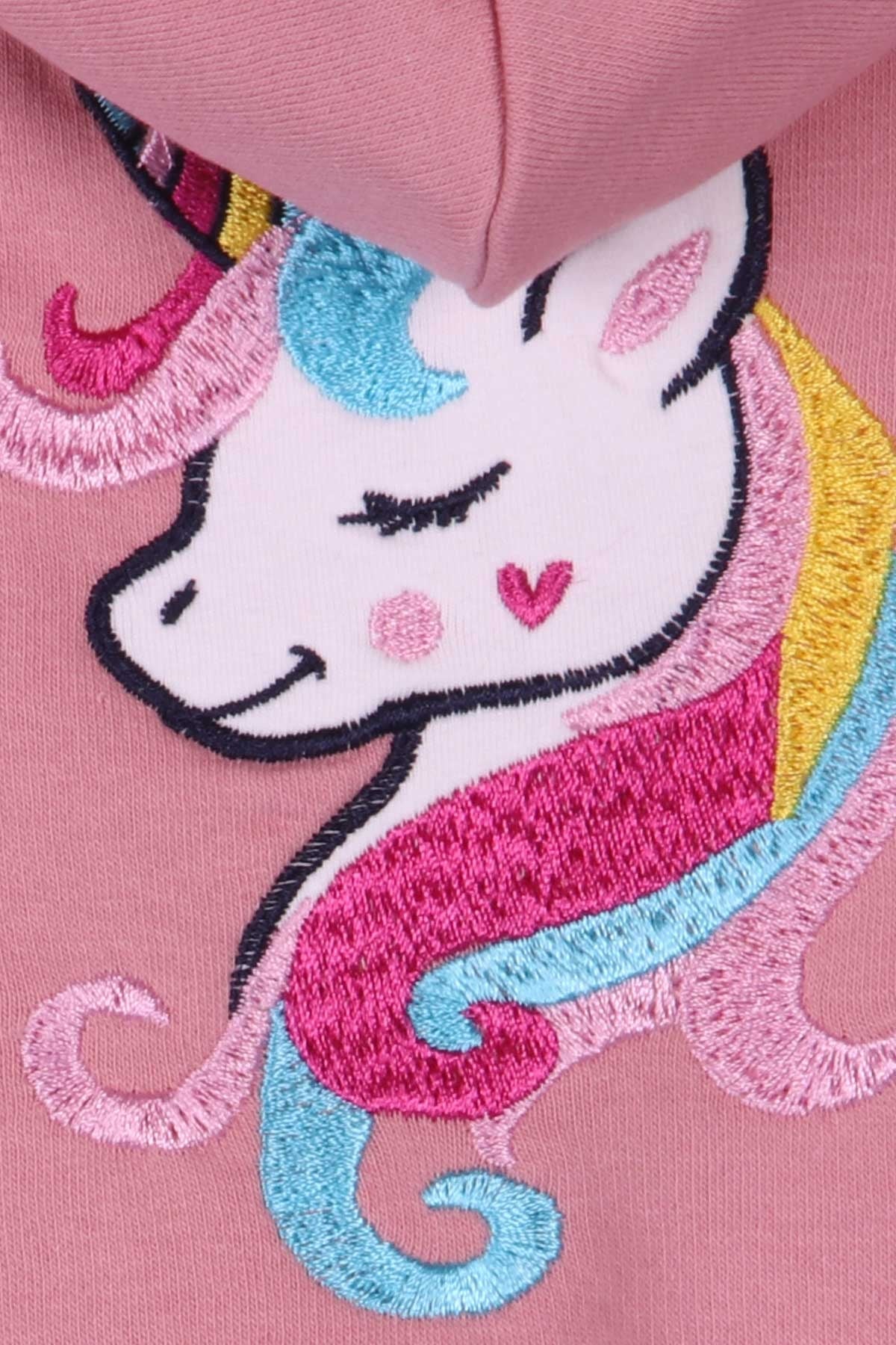 Breeze Kız Bebek Hırka Unicorn Gülkurusu (9 Ay-3 Yaş)