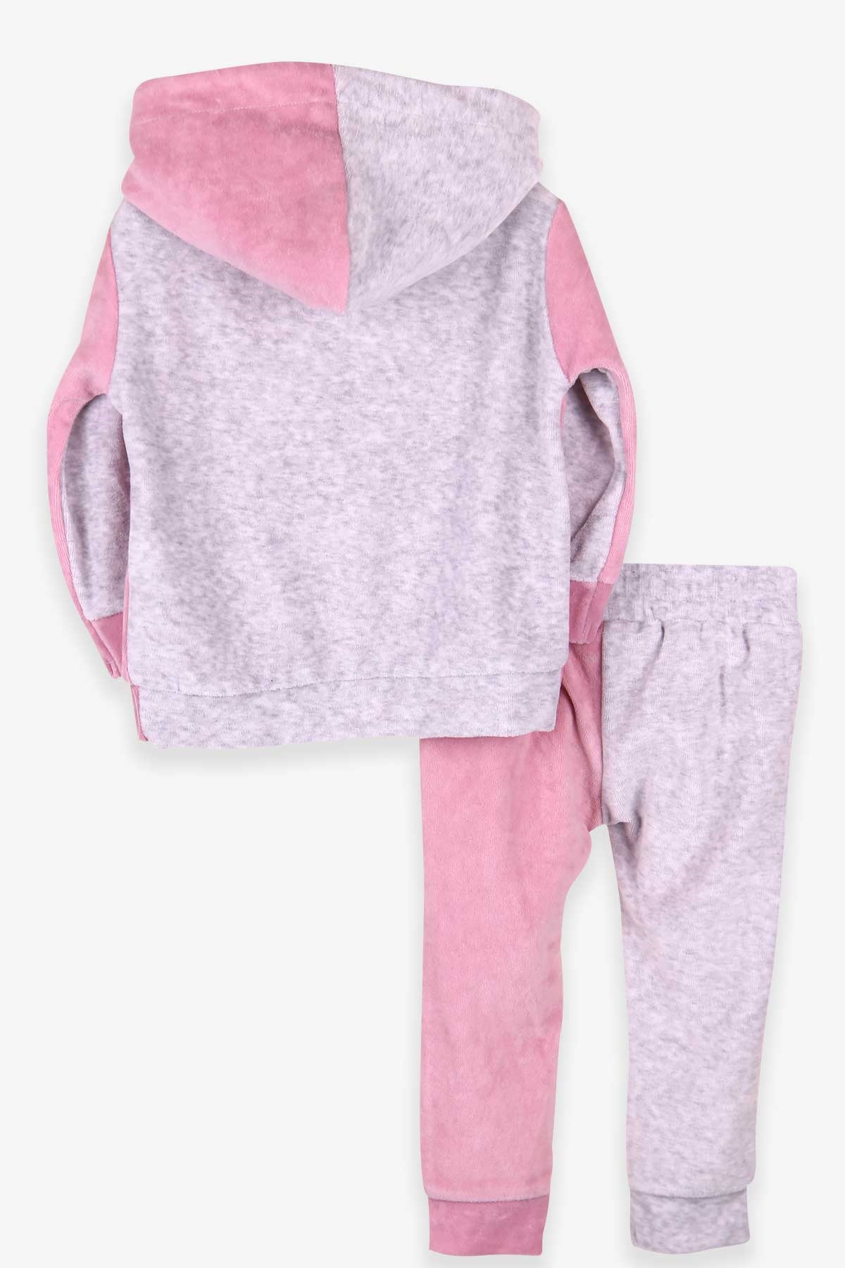 Breeze Kız Bebek Kadife Eşofman Takımı Nakışlı Pudra (6 Ay-1 Yaş)
