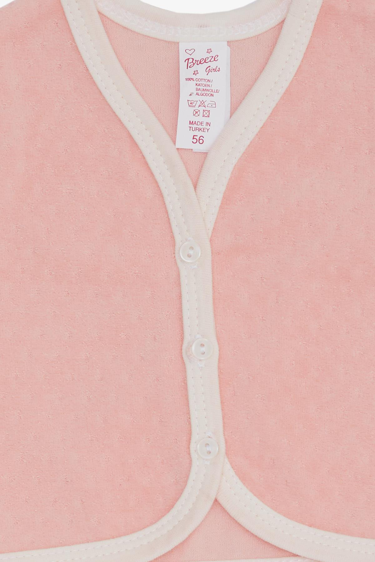 Breeze Kız Bebek Kadife Yelek Düğmeli Somon (0-3 Ay-9 Ay)