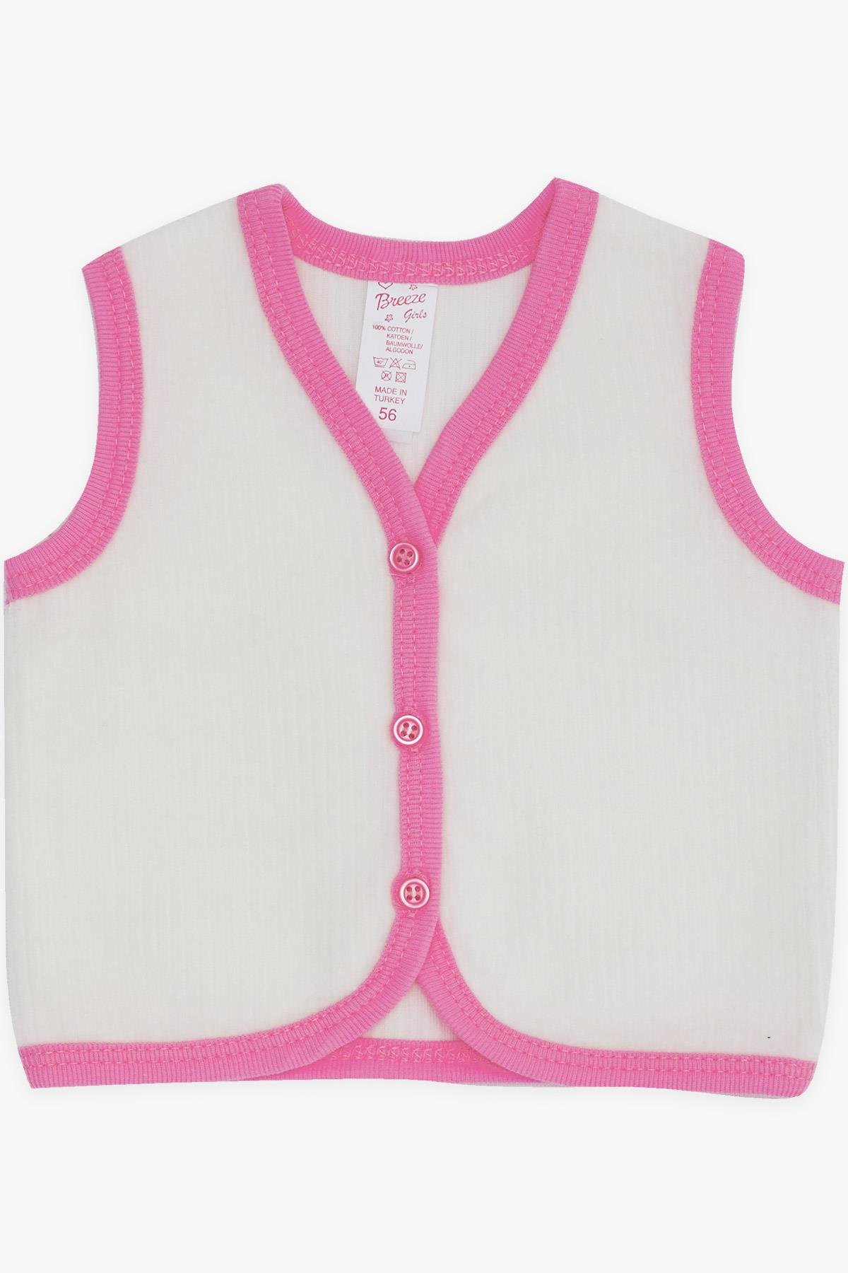 Breeze Kız Bebek Kadife Yelek Düğmeli Beyaz (0-3-9 Ay)