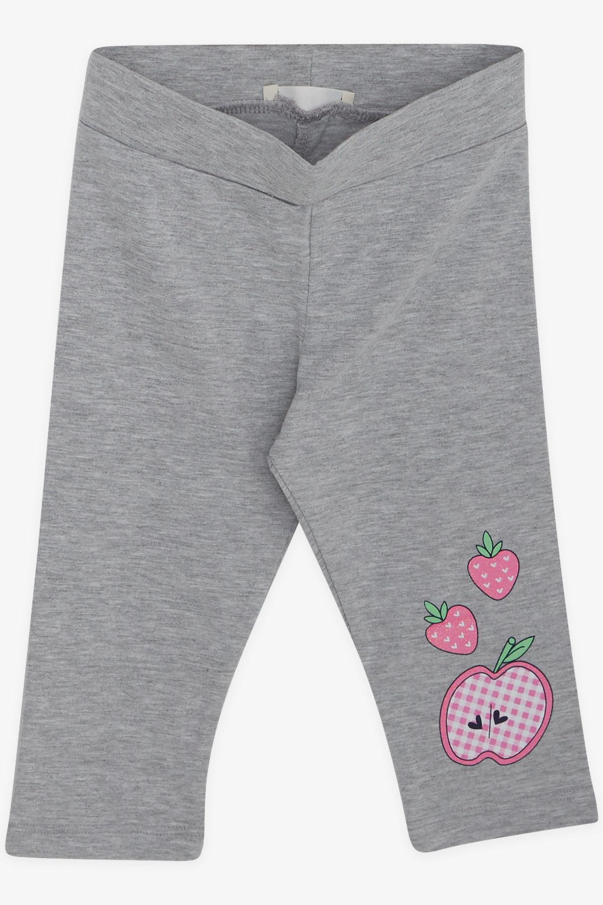 Breeze Kız Bebek Kapri Taytlı Takım Elma Desenli Pudra (1-4 Yaş)