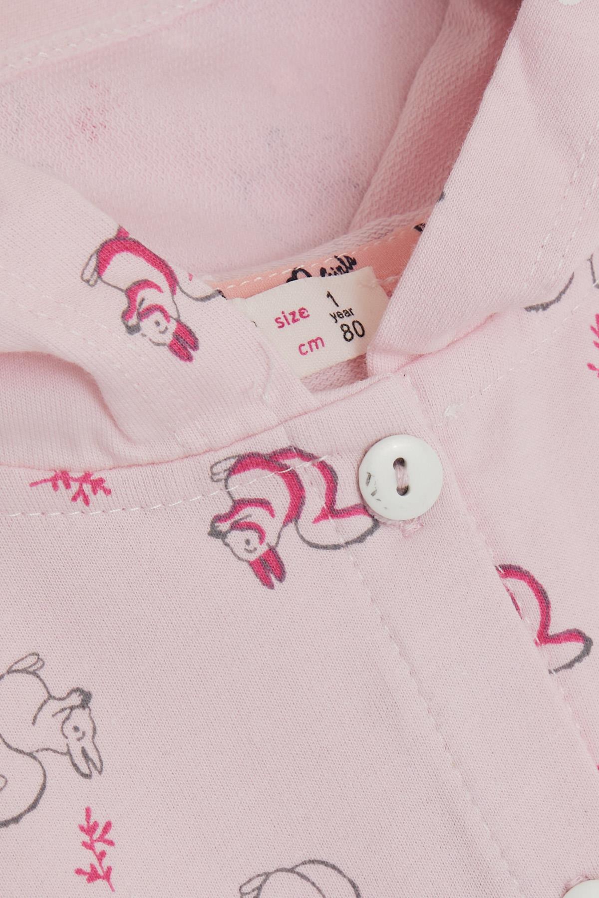 Breeze Kız Bebek Kapüşonlu Yelek Sevimli Sincap Desenli Pembe (6 Ay-2 Yaş)