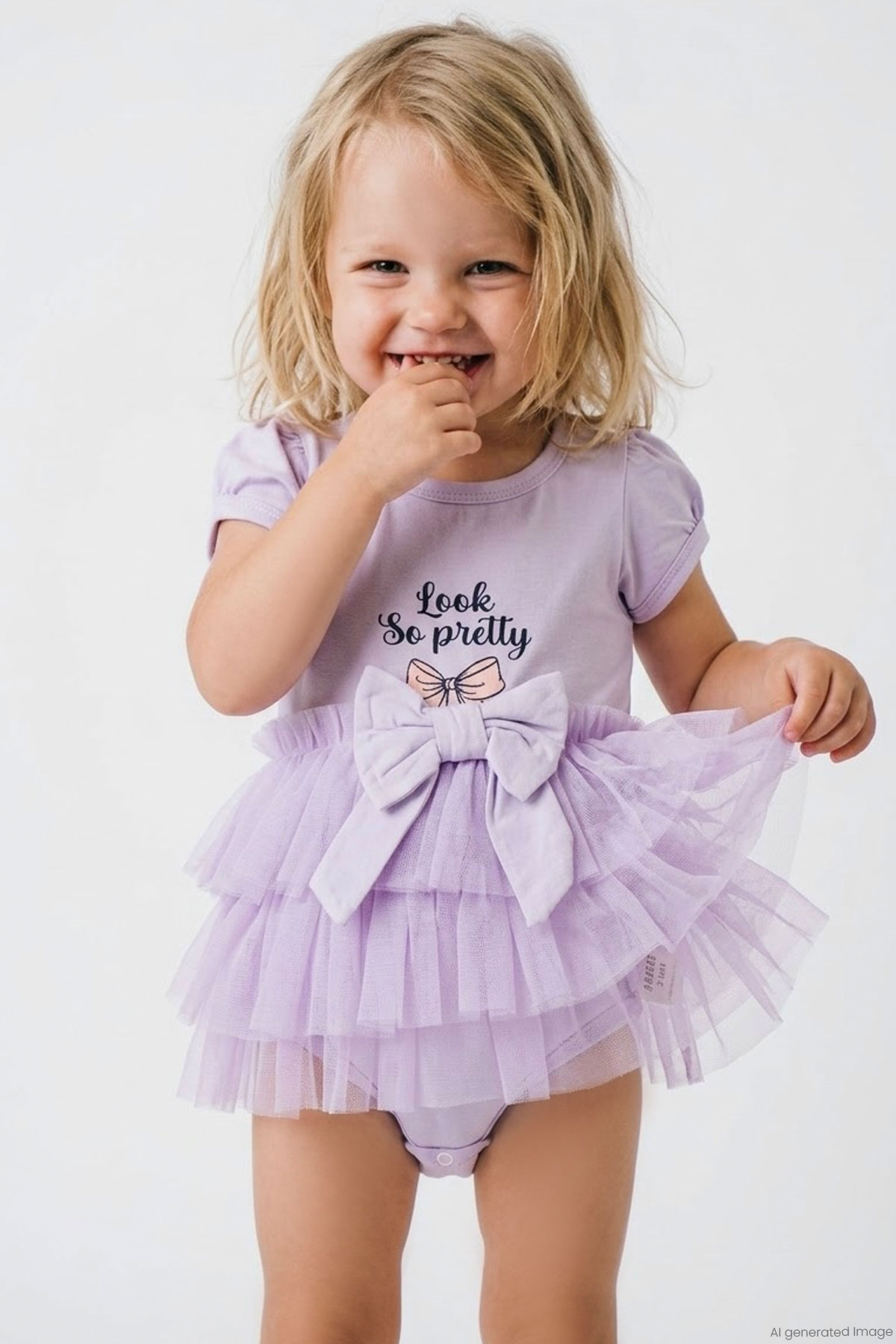 Breeze Kız Bebek Kısa Kollu Çıtçıtlı Zıbın Elbise Tütü Etekli Fiyonk Detaylı Lila (6 Ay-2 Yaş)