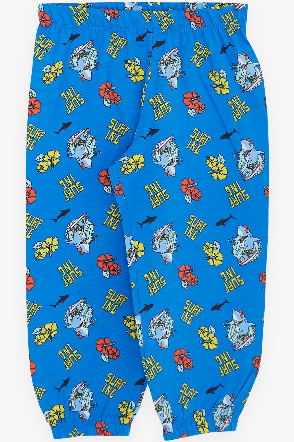 Breeze Kız Bebek Kısa Kollu Pijama Takımı Sörfçü Köpek Balığı Mavi (9 Ay-3 Yaş)