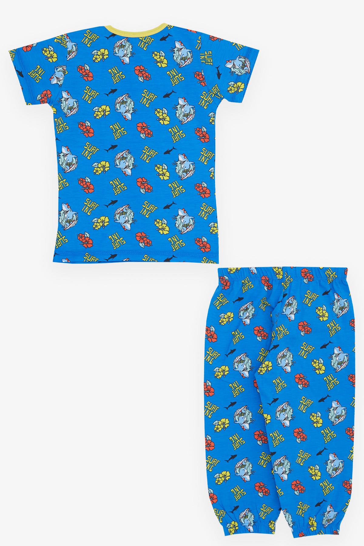 Breeze Kız Bebek Kısa Kollu Pijama Takımı Sörfçü Köpek Balığı Mavi (9 Ay-3 Yaş)