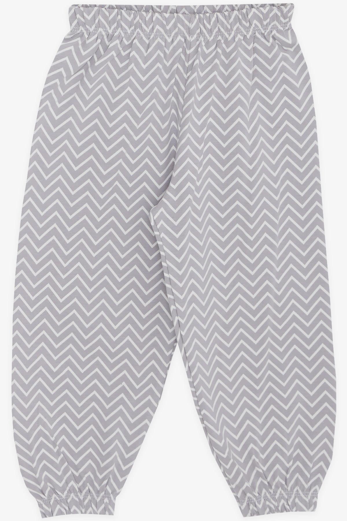 Breeze Kız Bebek Kısa Kollu Pijama Takımı Zikzak Desenli Vizon (9 Ay-3 Yaş)