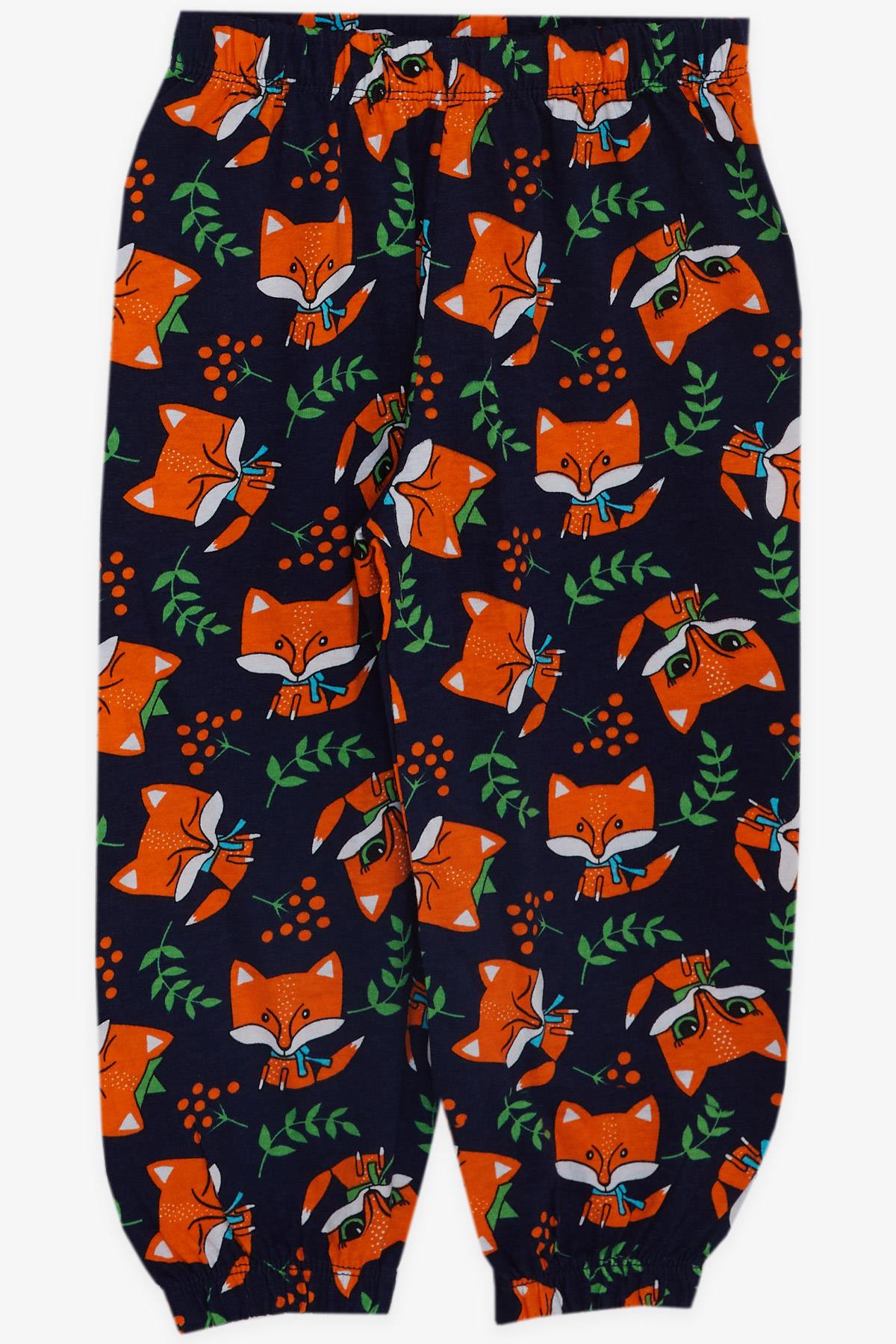 Breeze Kız Bebek Kısa Kollu Pijama Takımı Tilkicik Desenli Lacivert (9 Ay-3 Yaş)