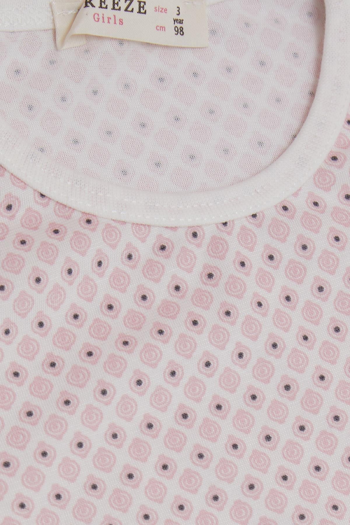 Breeze Kız Bebek Kısa Kollu Pijama Takımı Desenli Pembe (9 Ay-3 Yaş)