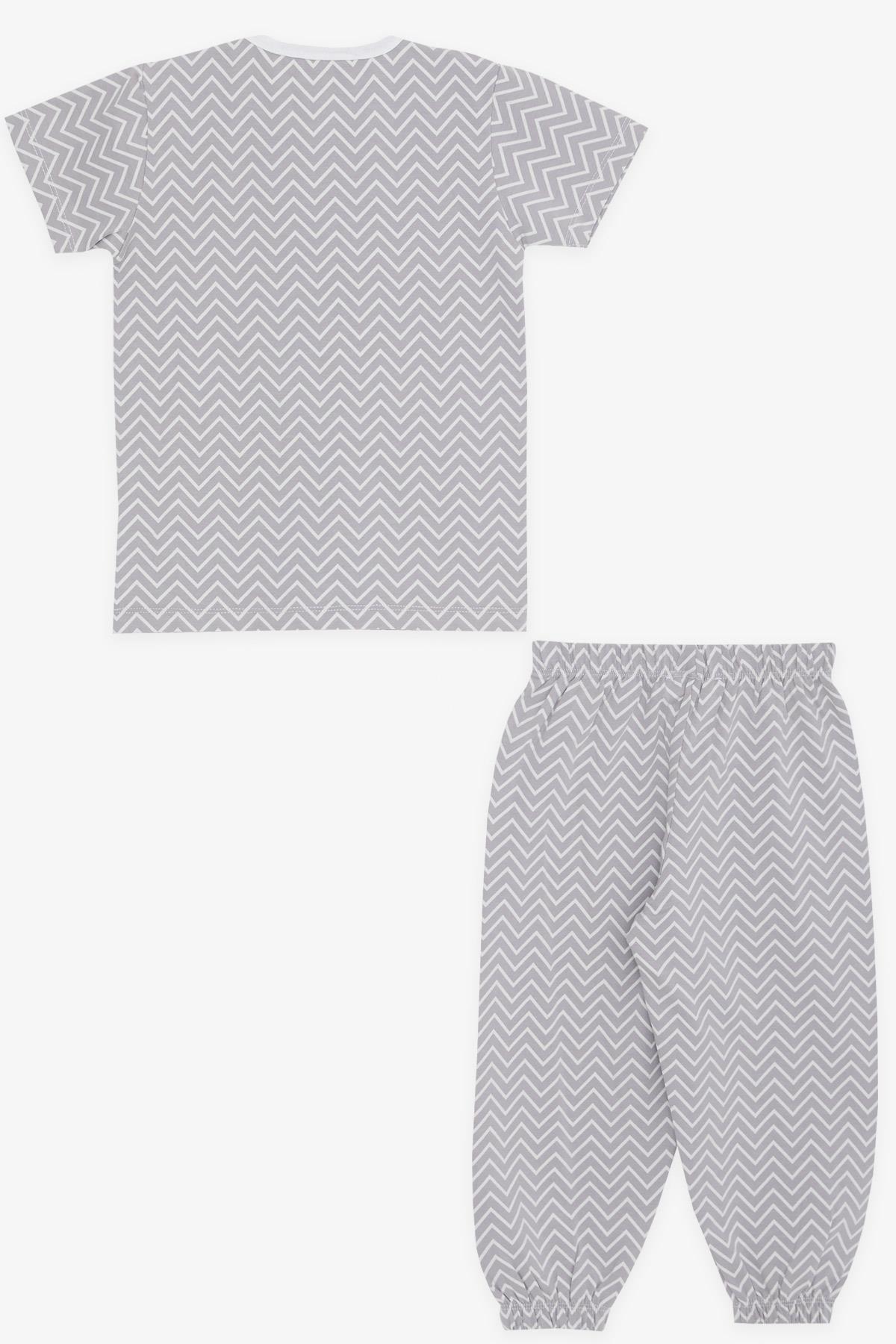 Breeze Kız Bebek Kısa Kollu Pijama Takımı Zikzak Desenli Vizon (9 Ay-3 Yaş)