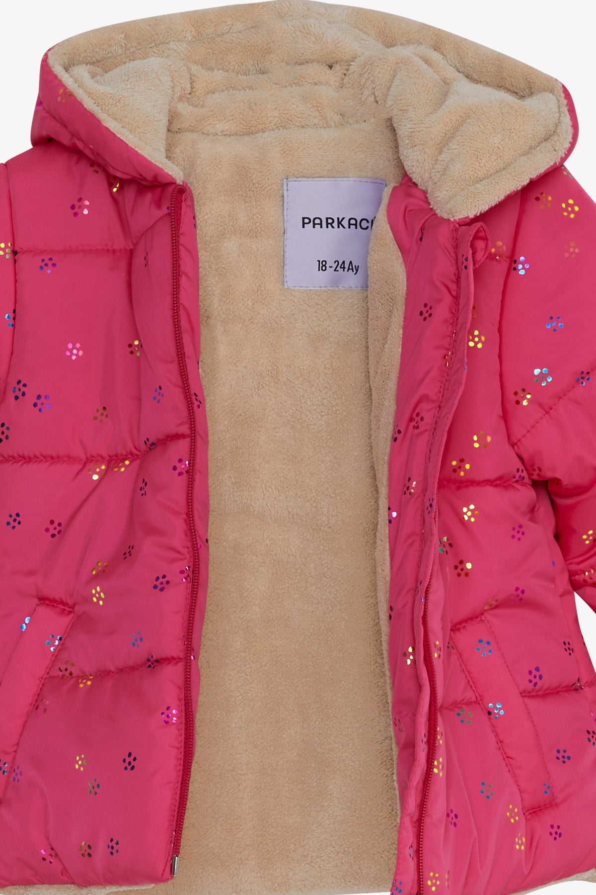 Breeze Kız Bebek Mont Renkli Sim Desenli Fuşya (6 Ay-2 Yaş)