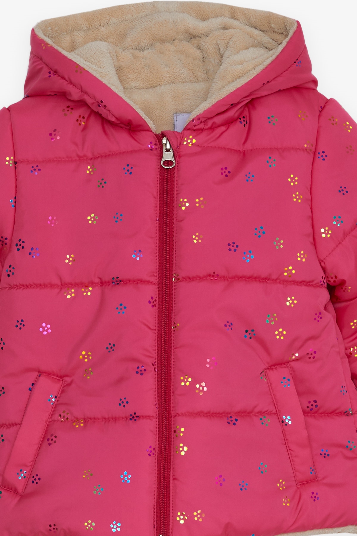 Breeze Kız Bebek Mont Renkli Sim Desenli Fuşya (6 Ay-2 Yaş)