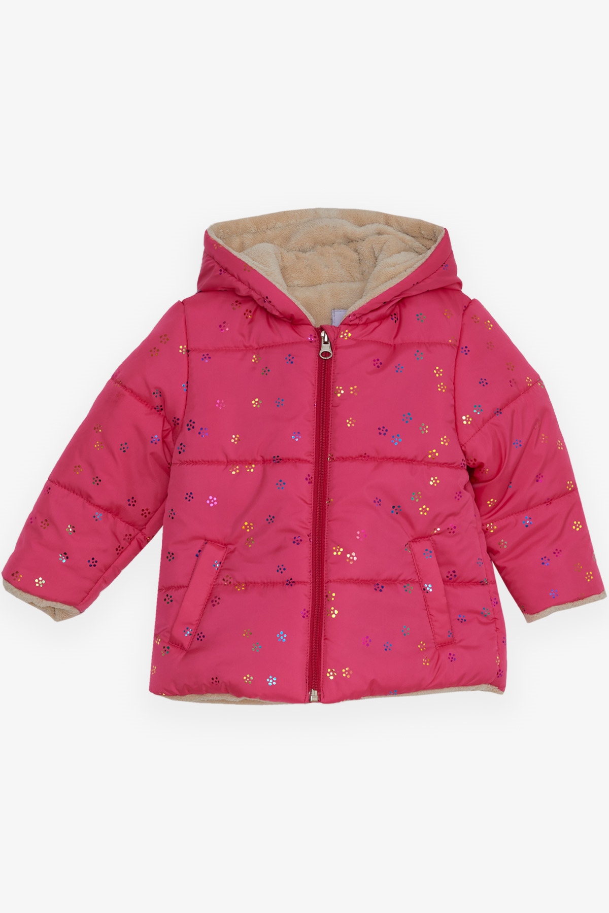 Breeze Kız Bebek Mont Renkli Sim Desenli Fuşya (6 Ay-2 Yaş)