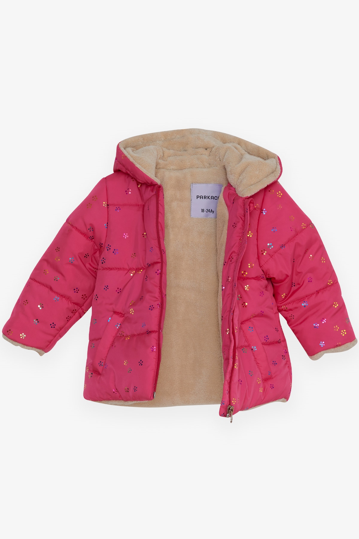 Breeze Kız Bebek Mont Renkli Sim Desenli Fuşya (6 Ay-2 Yaş)