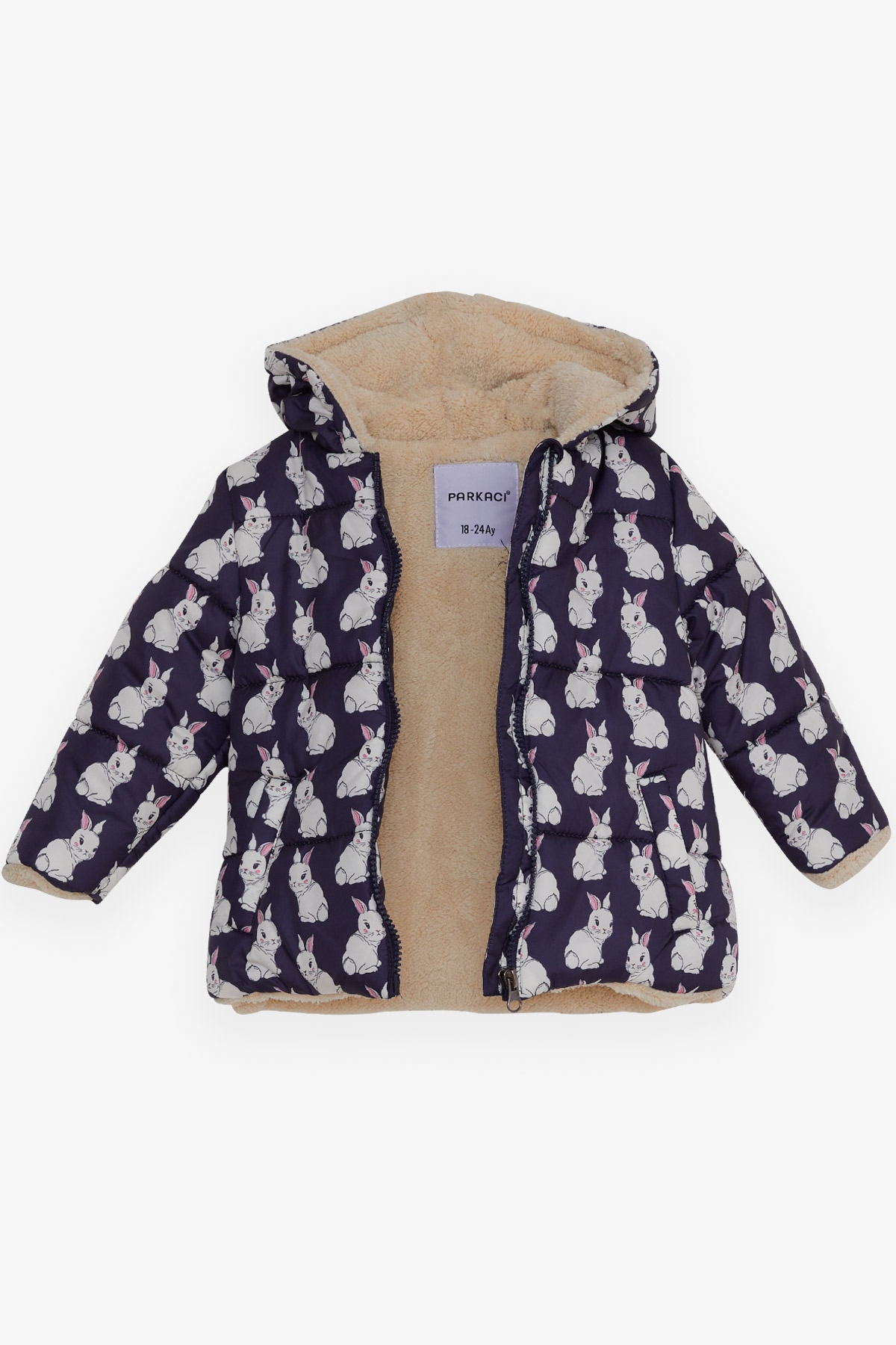 Breeze Kız Bebek Mont Tavşancık Desenli Mor (6 Ay-2 Yaş)