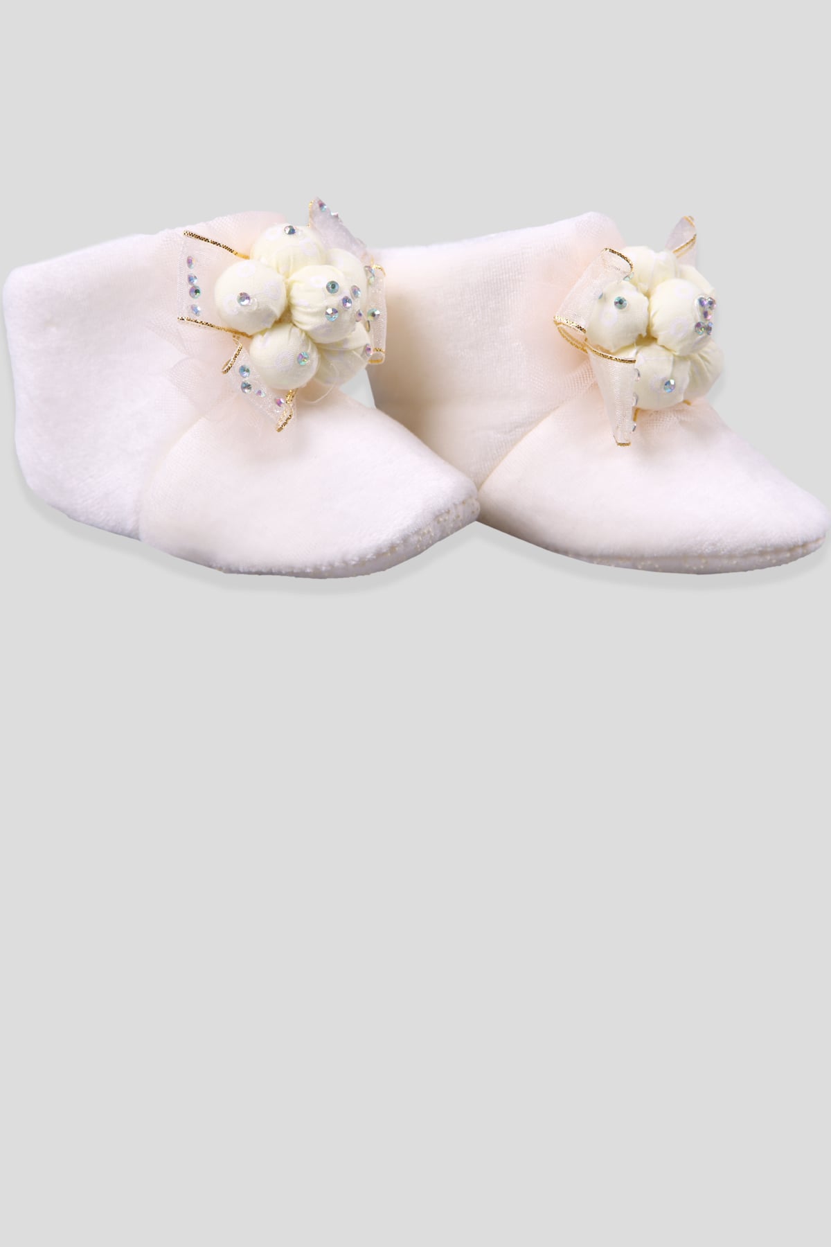 Breeze Kız Bebek Panduf Taşlı Ekru (Standart)