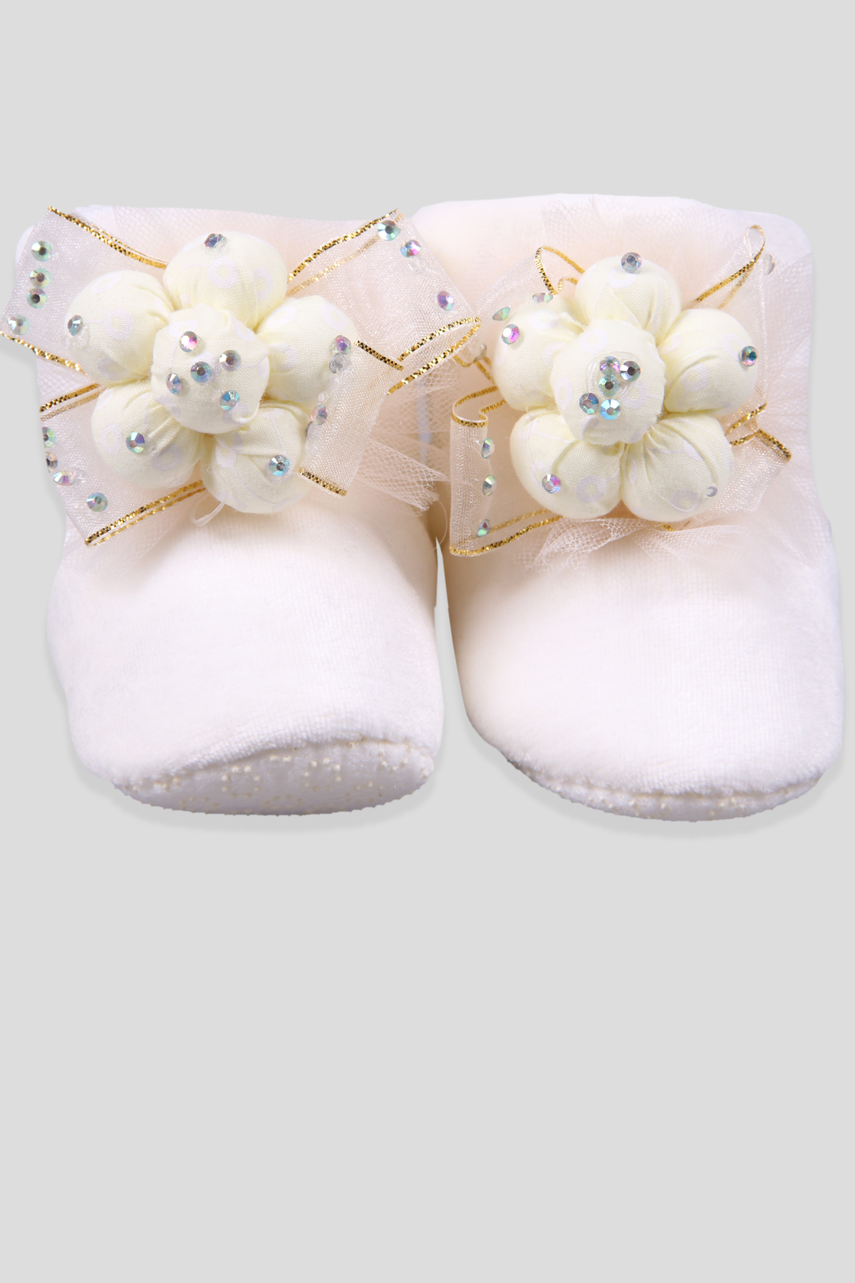 Breeze Kız Bebek Panduf Taşlı Ekru (Standart)
