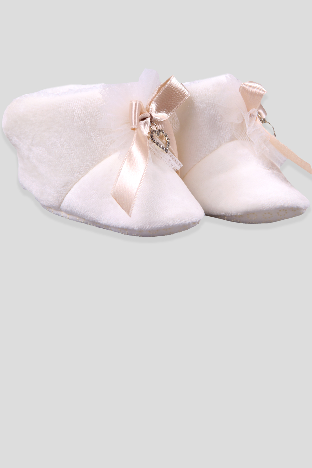 Breeze Kız Bebek Panduf Taşlı Fiyonklu Bej (Standart)