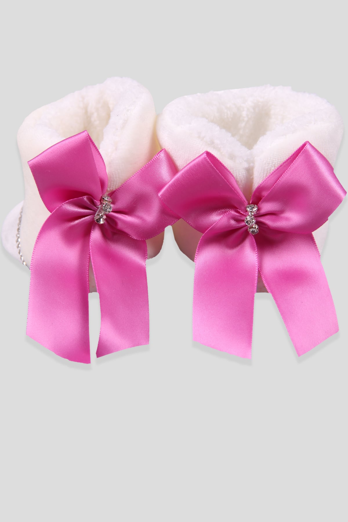 Breeze Kız Bebek Panduf Taşlı Fiyonklu Fuşya (Standart)