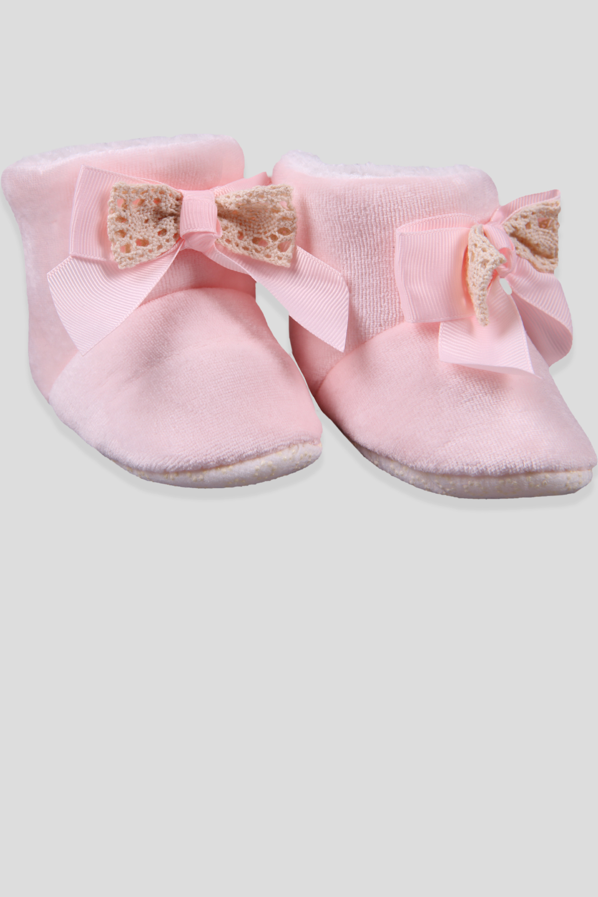 Breeze Kız Bebek Panduf Taşlı Fiyonklu Pembe (Standart)