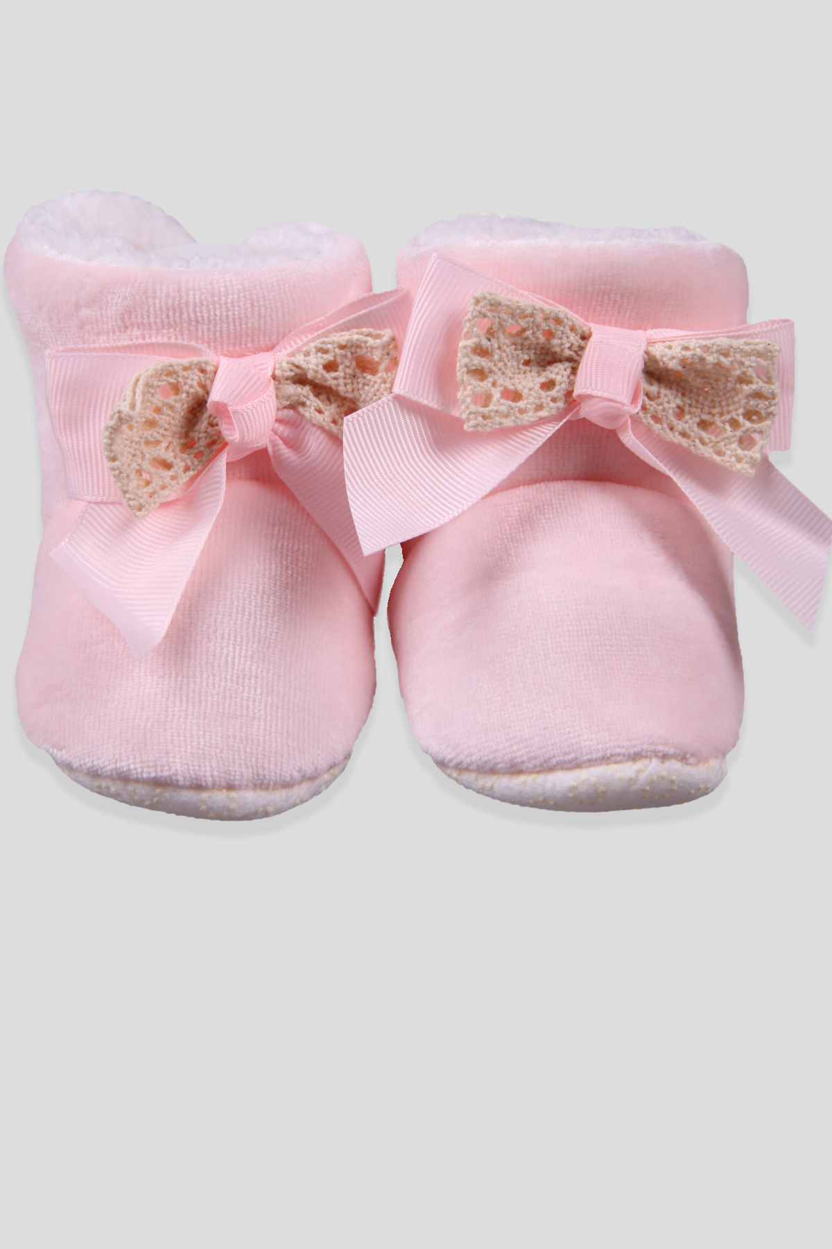 Breeze Kız Bebek Panduf Taşlı Fiyonklu Pembe (Standart)