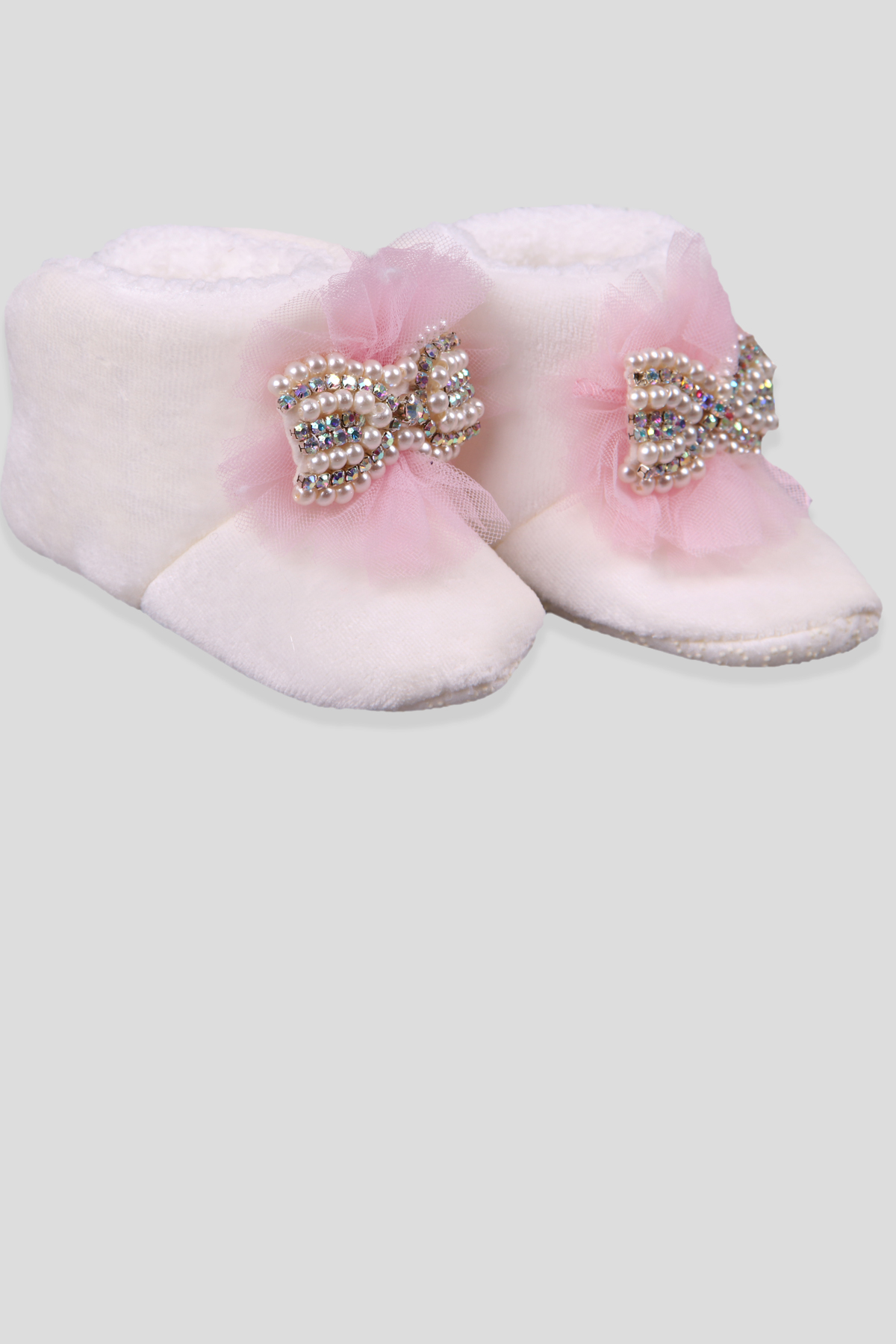 Breeze Kız Bebek Panduf Taşlı İncili Pembe (Standart)